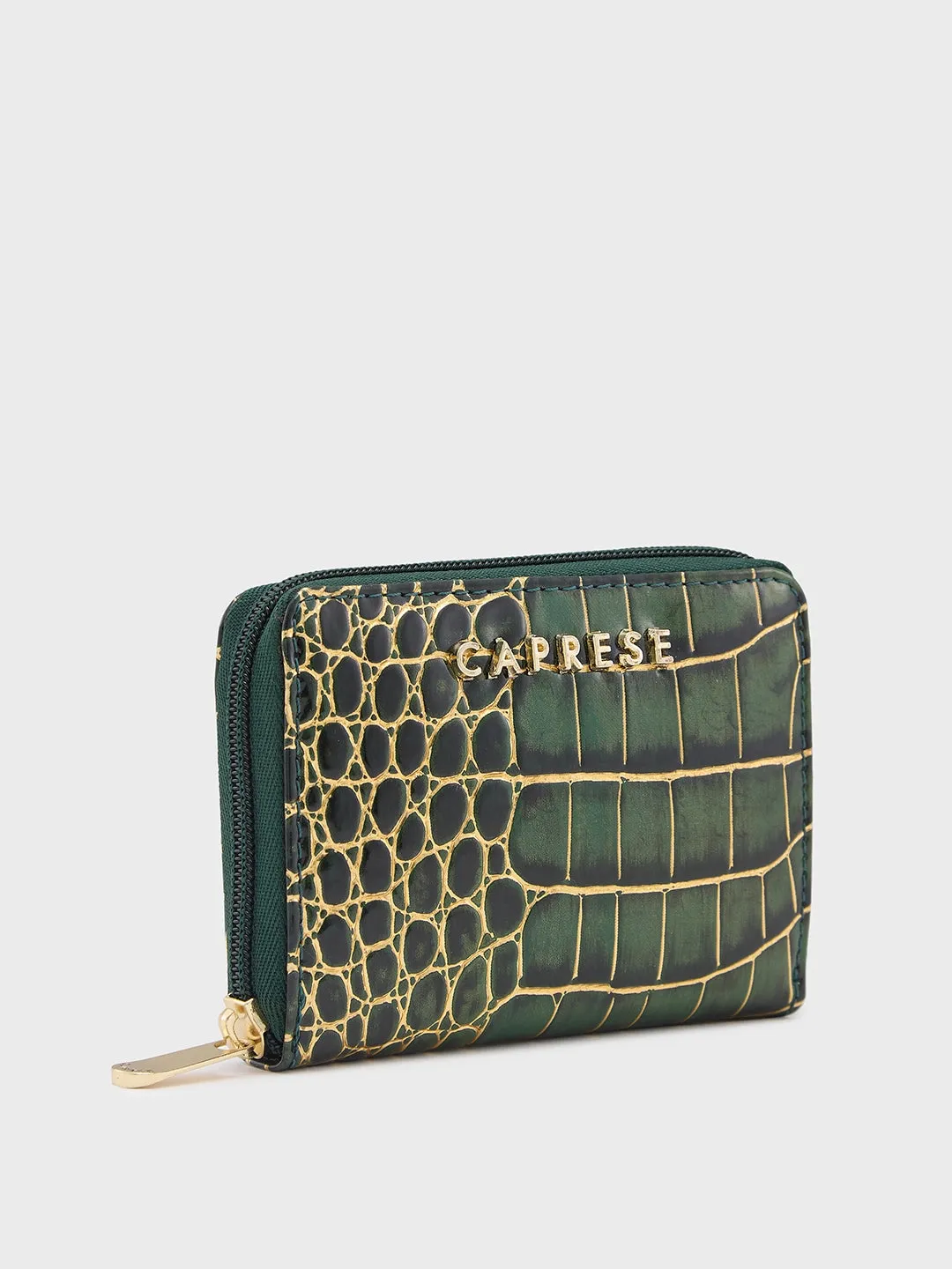 Caprese Miranda Zip Around Wallet Small Croco Green