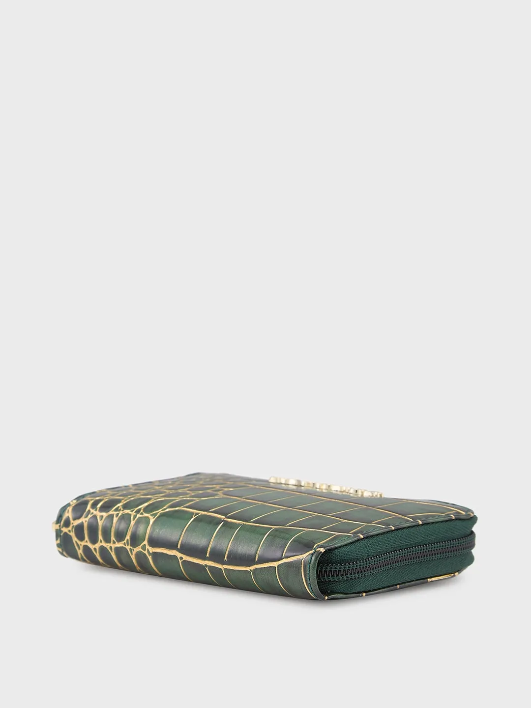 Caprese Miranda Zip Around Wallet Small Croco Green