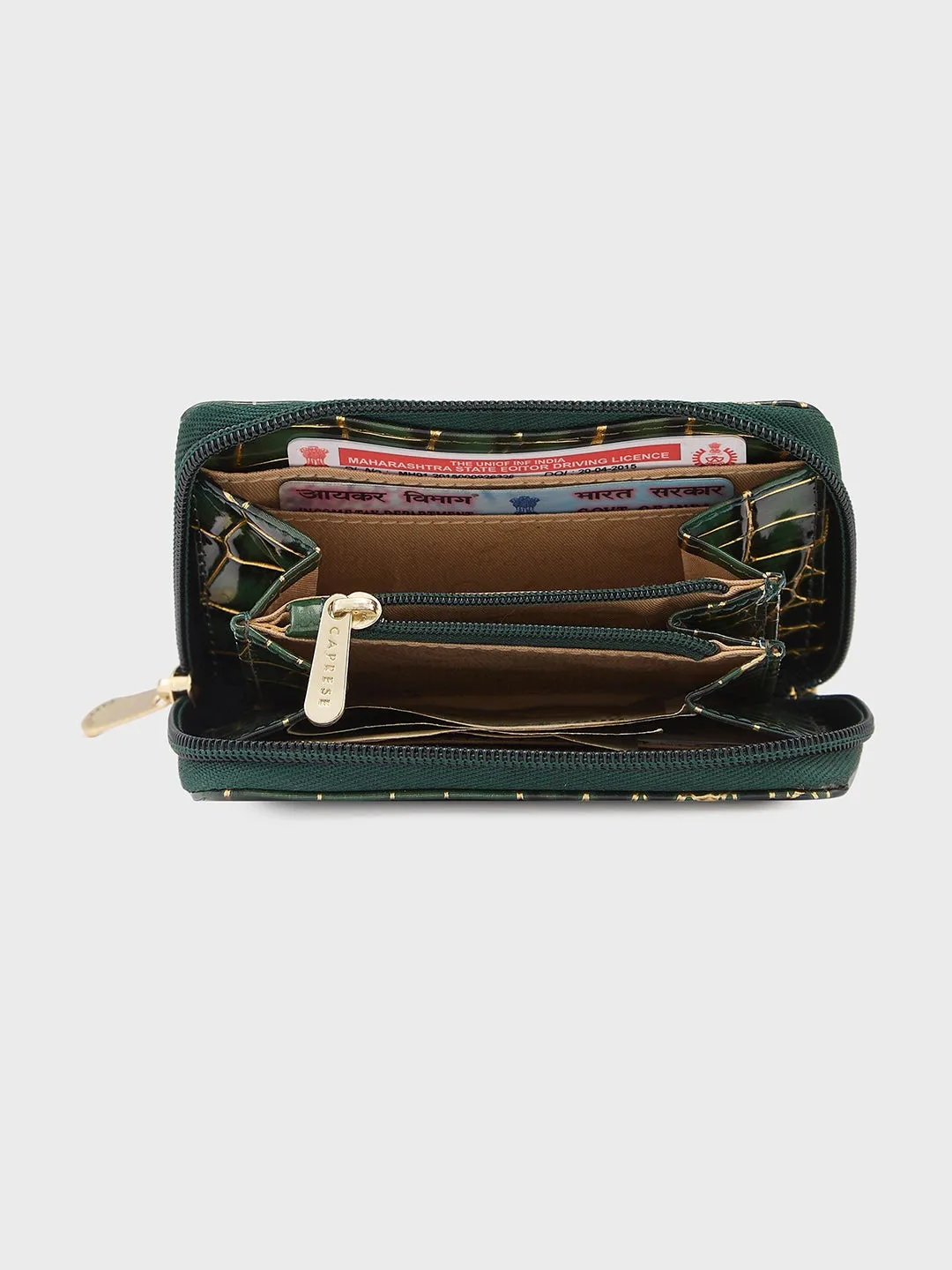 Caprese Miranda Zip Around Wallet Small Croco Green