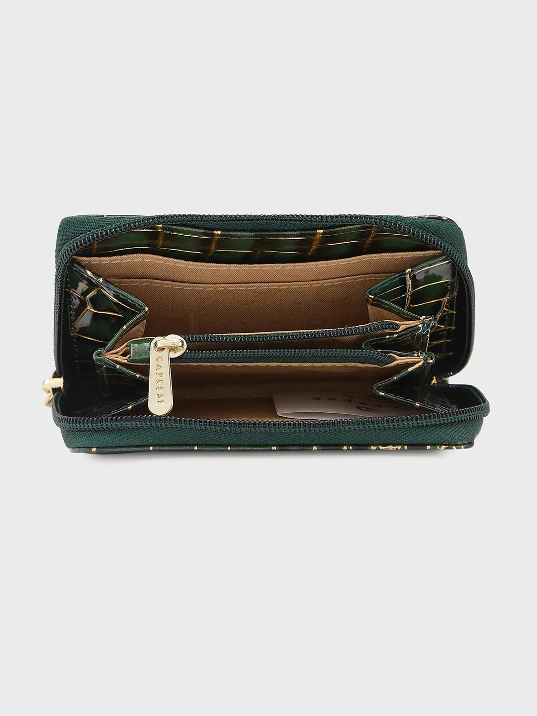 Caprese Miranda Zip Around Wallet Small Croco Green