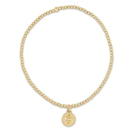 Classic Gold 2mm Bead Bracelet- Direction Gold Disc