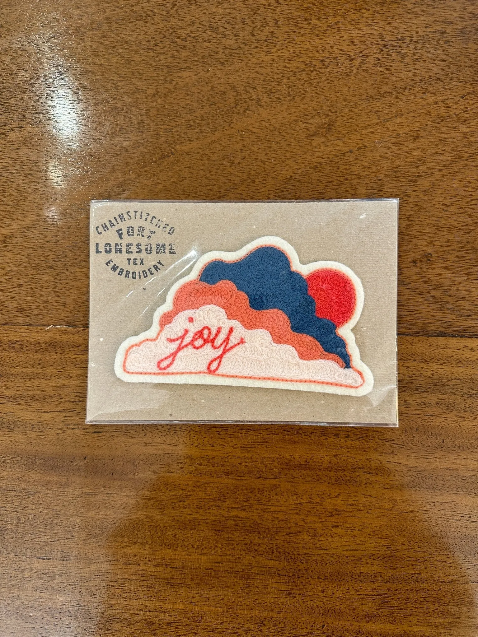 Cloudscape with Joy Chain Stitched Embroidered Patch