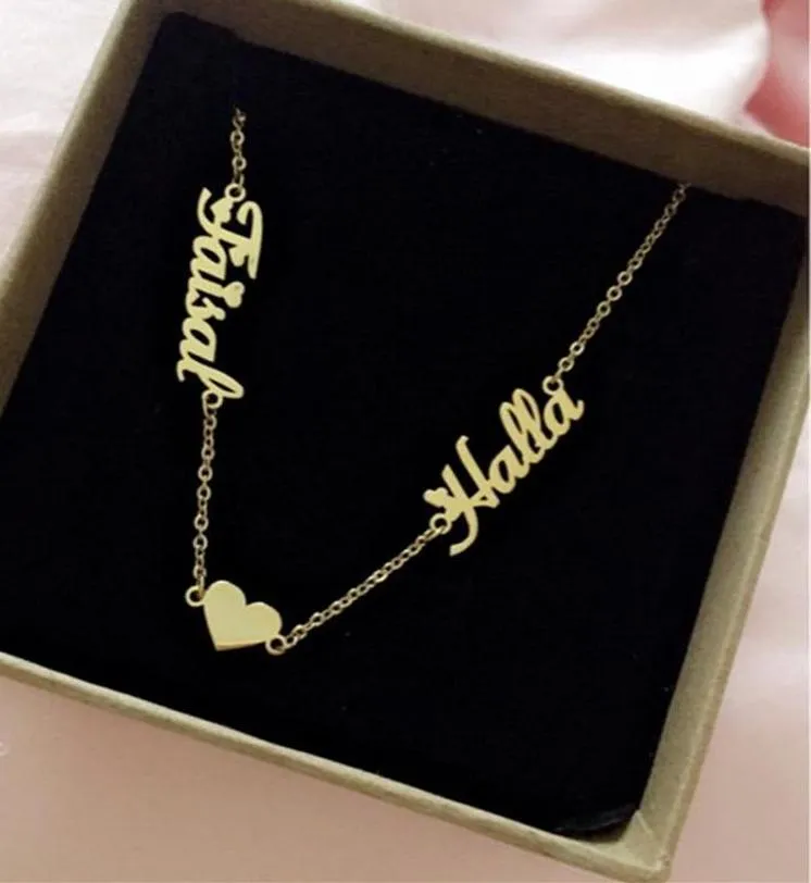 Custom Two Name Necklace With Heart- Best Gift For Women