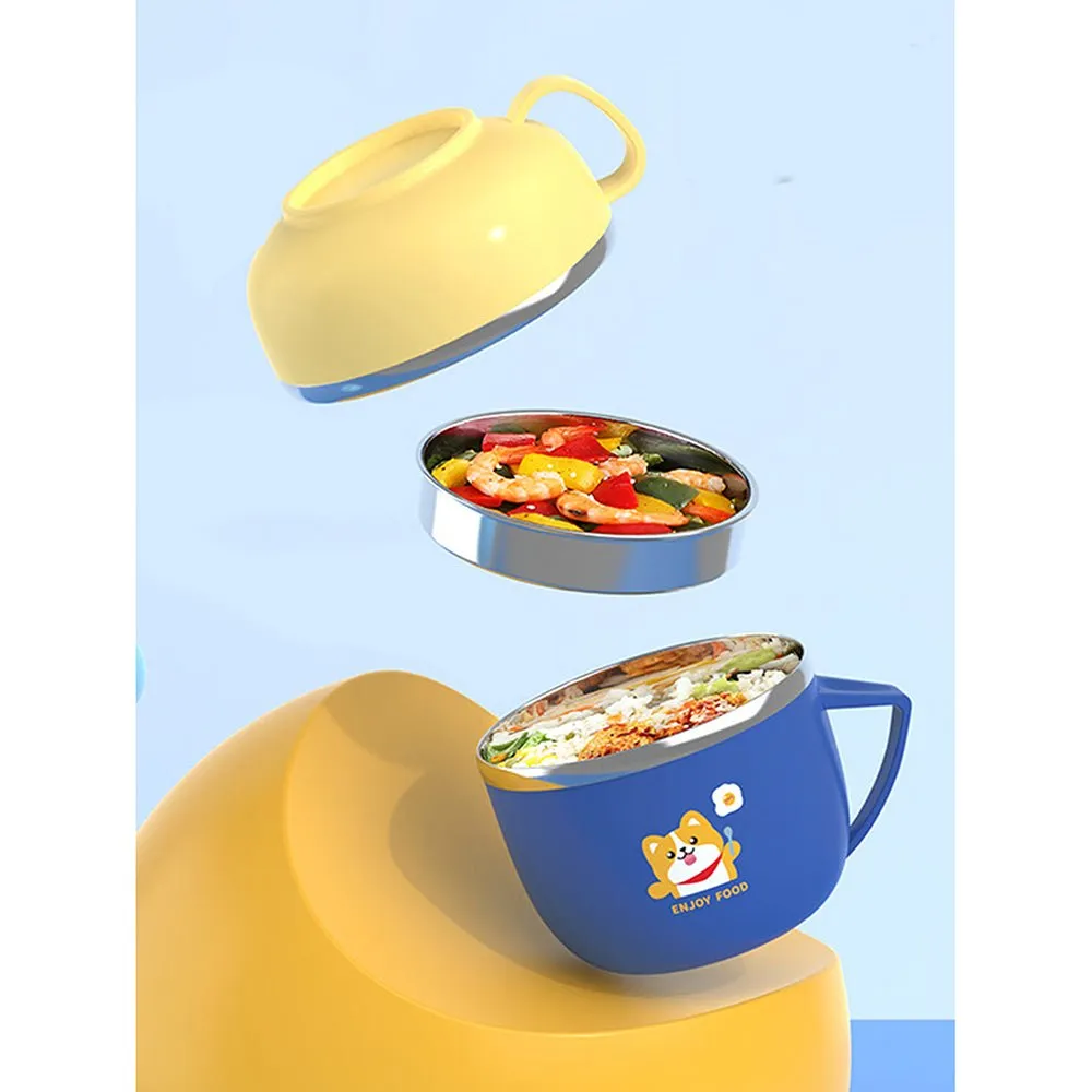 Dark Blue Big Size, Foxy Dual Handle Soup and Noodles Lunch Box with matching Cover