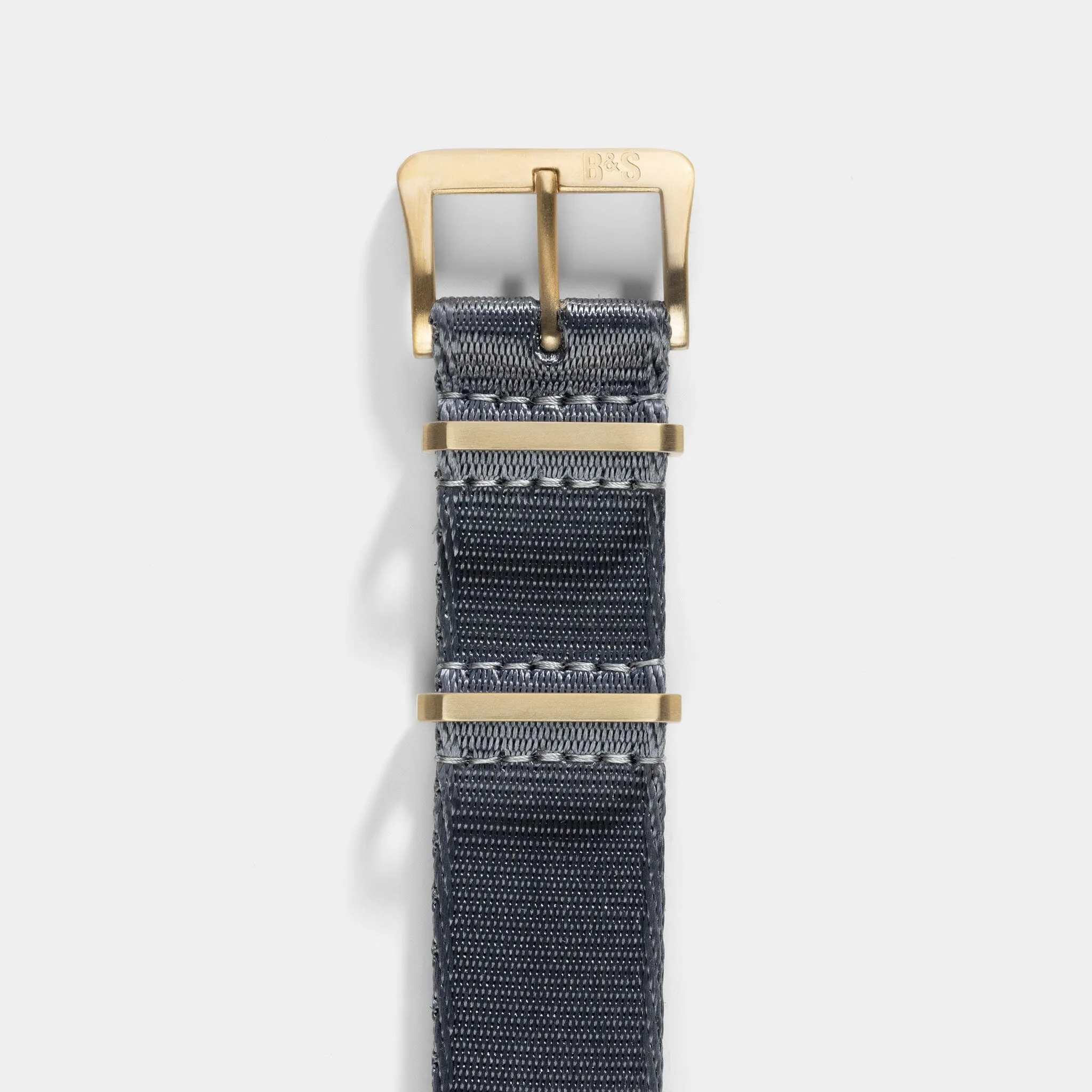 Deluxe Nylon Single Pass Watch Strap Pure Grey - Gold Brushed