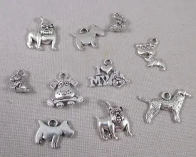 Dog Charms Mixed Silver Tone 10pcs (1241)