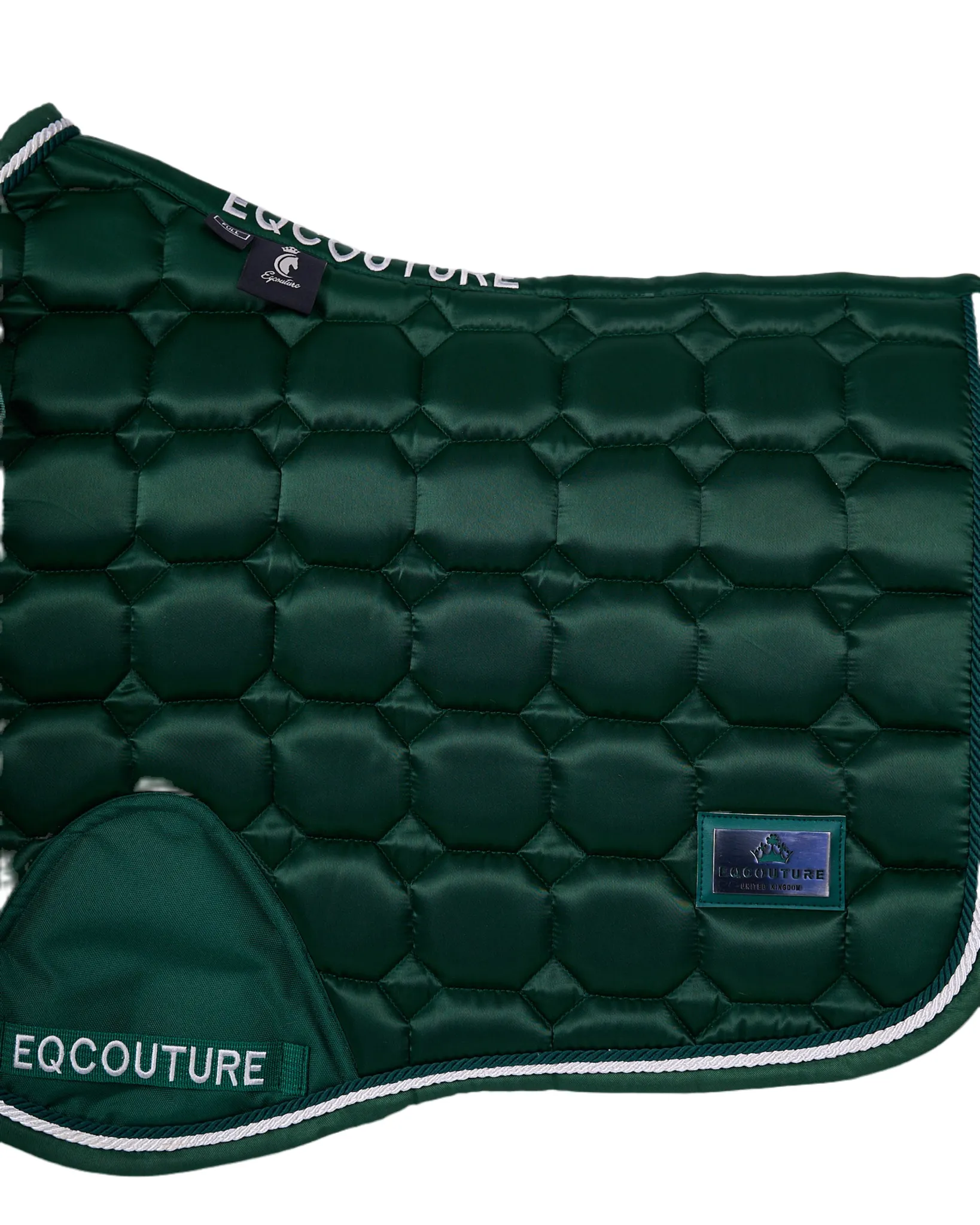 Eqcouture 'Symmetry' Luxury Satin Jumping Saddle Pad - FOREST GREEN