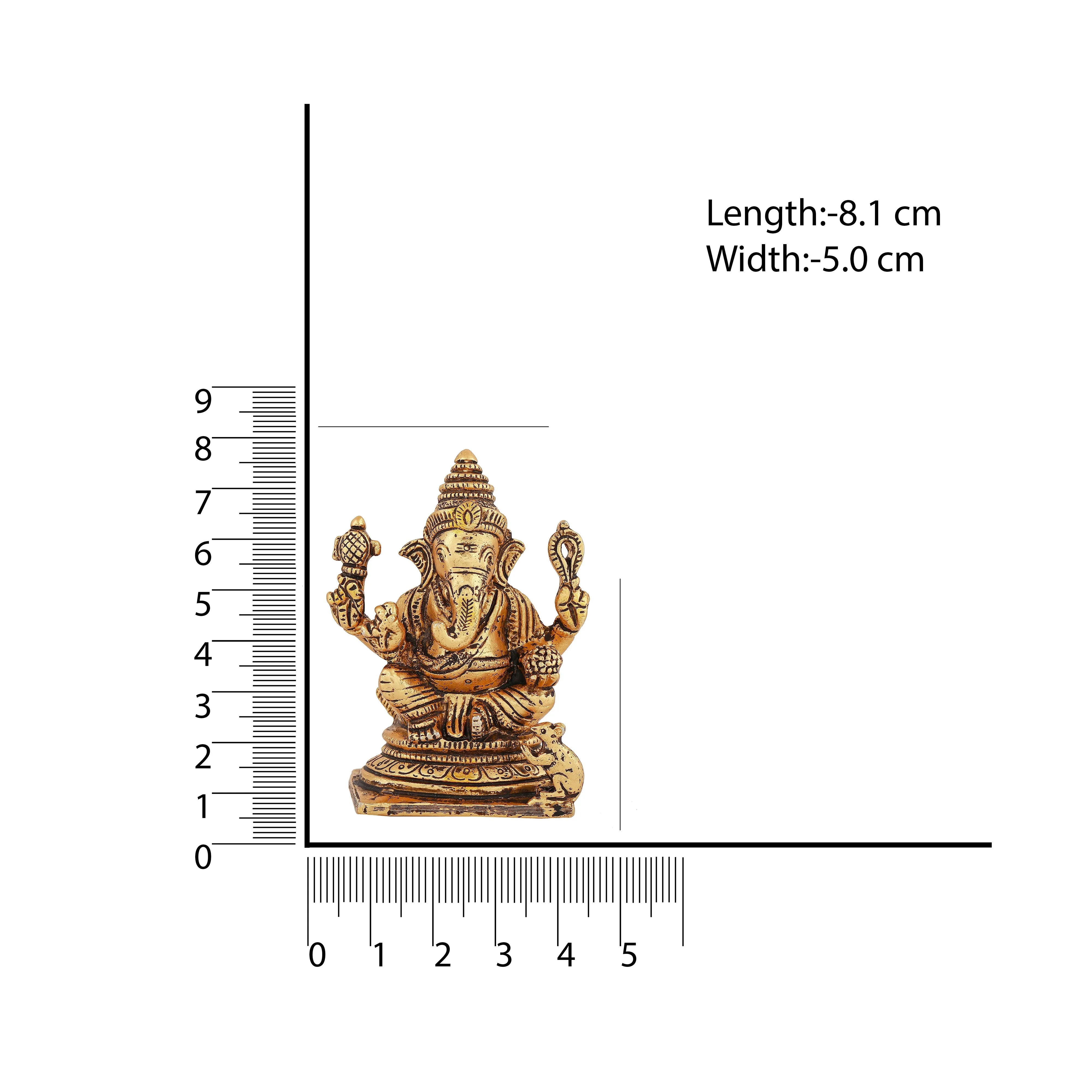 Estele Elegant Gold Plated Antique Spiritual Lord Ganesh Idol for Gifts & House Warming/Home/Office Decors.