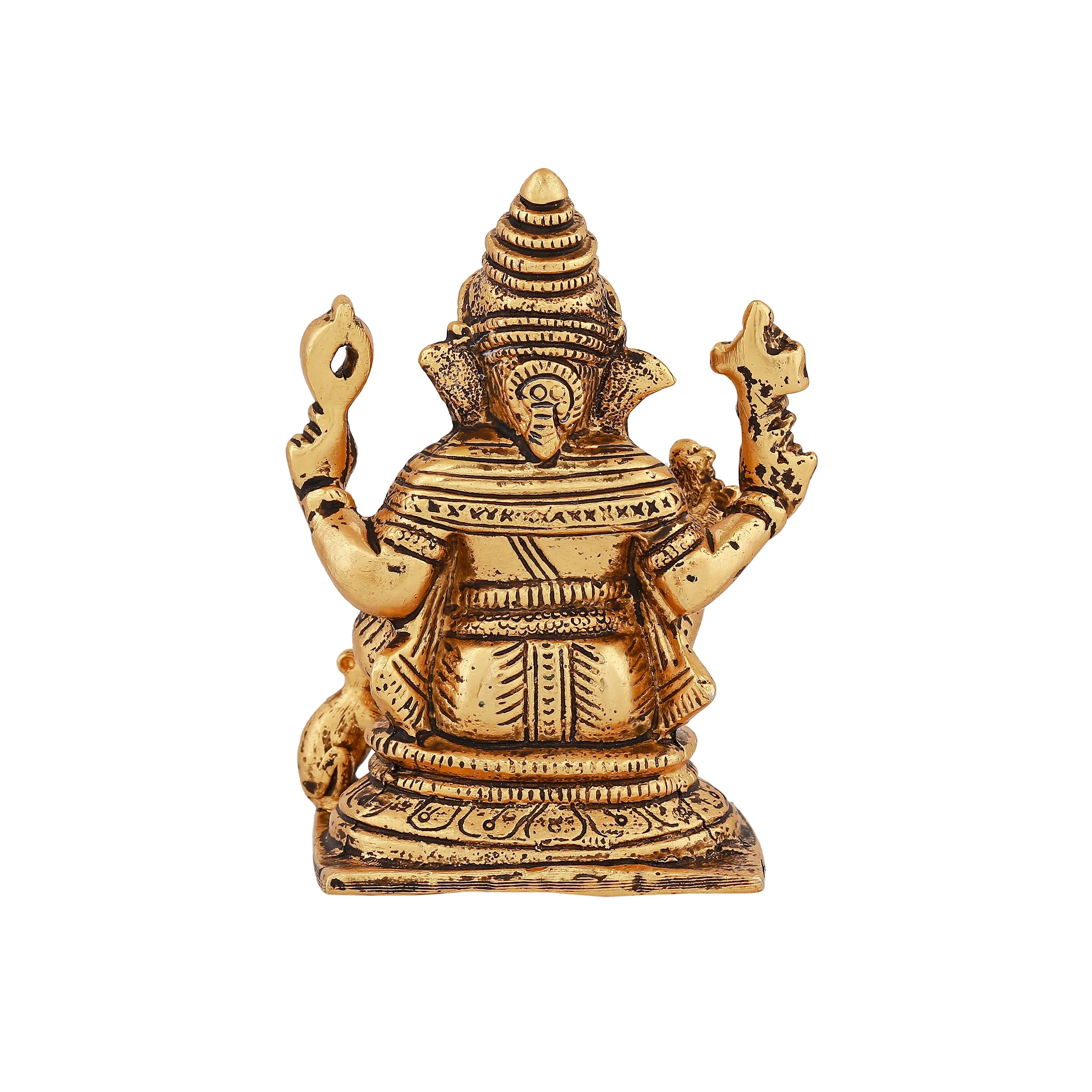 Estele Elegant Gold Plated Antique Spiritual Lord Ganesh Idol for Gifts & House Warming/Home/Office Decors.