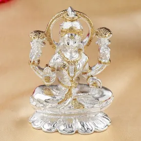 Estele Gold & Rhodium goddess of wealth Laxmi Devi Idol on lotus for Pooja/Car decor.