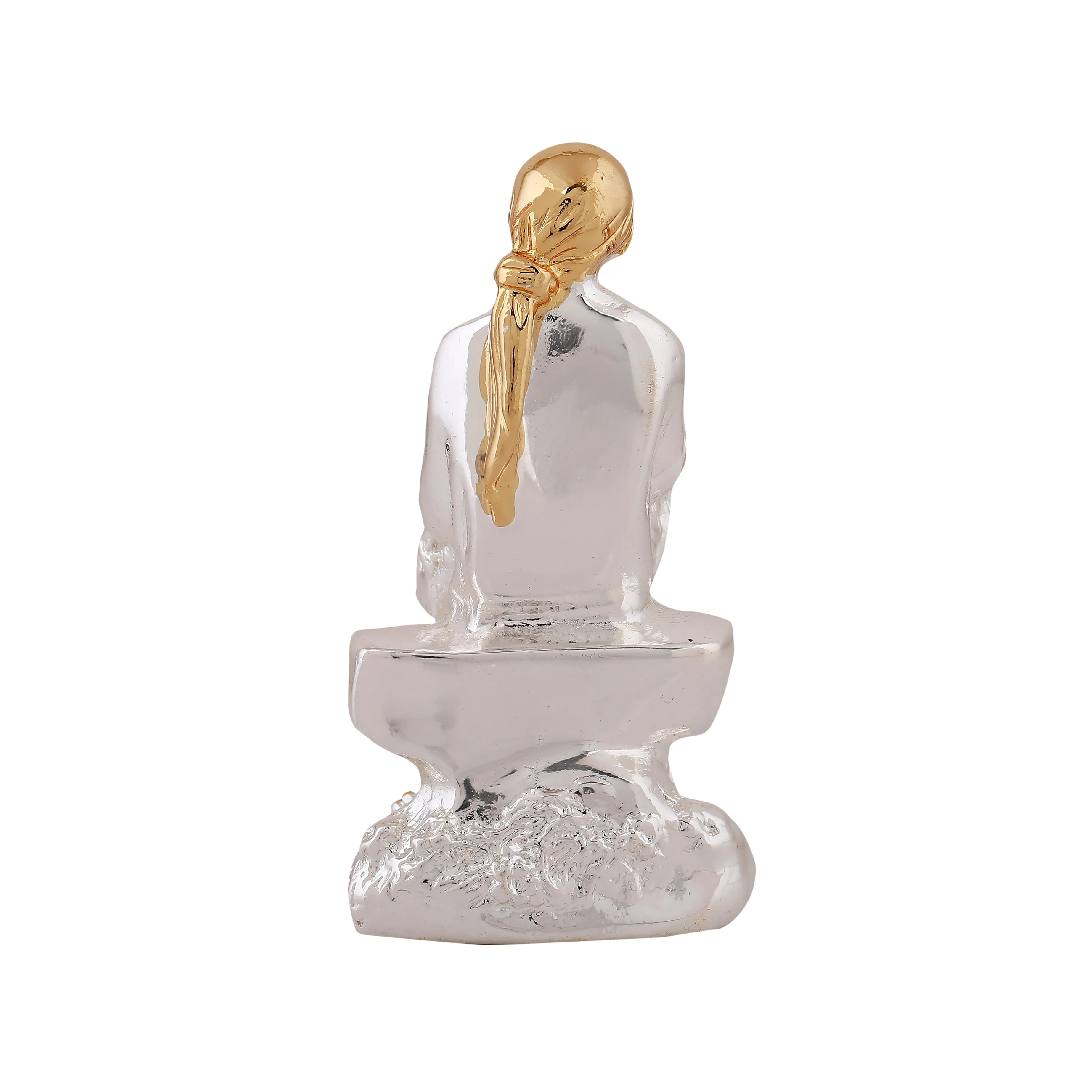 Estele Gold & Rhodium Plated Divine Shirdi Sai Baba Idol for Pooja/Gifts/Car decor.