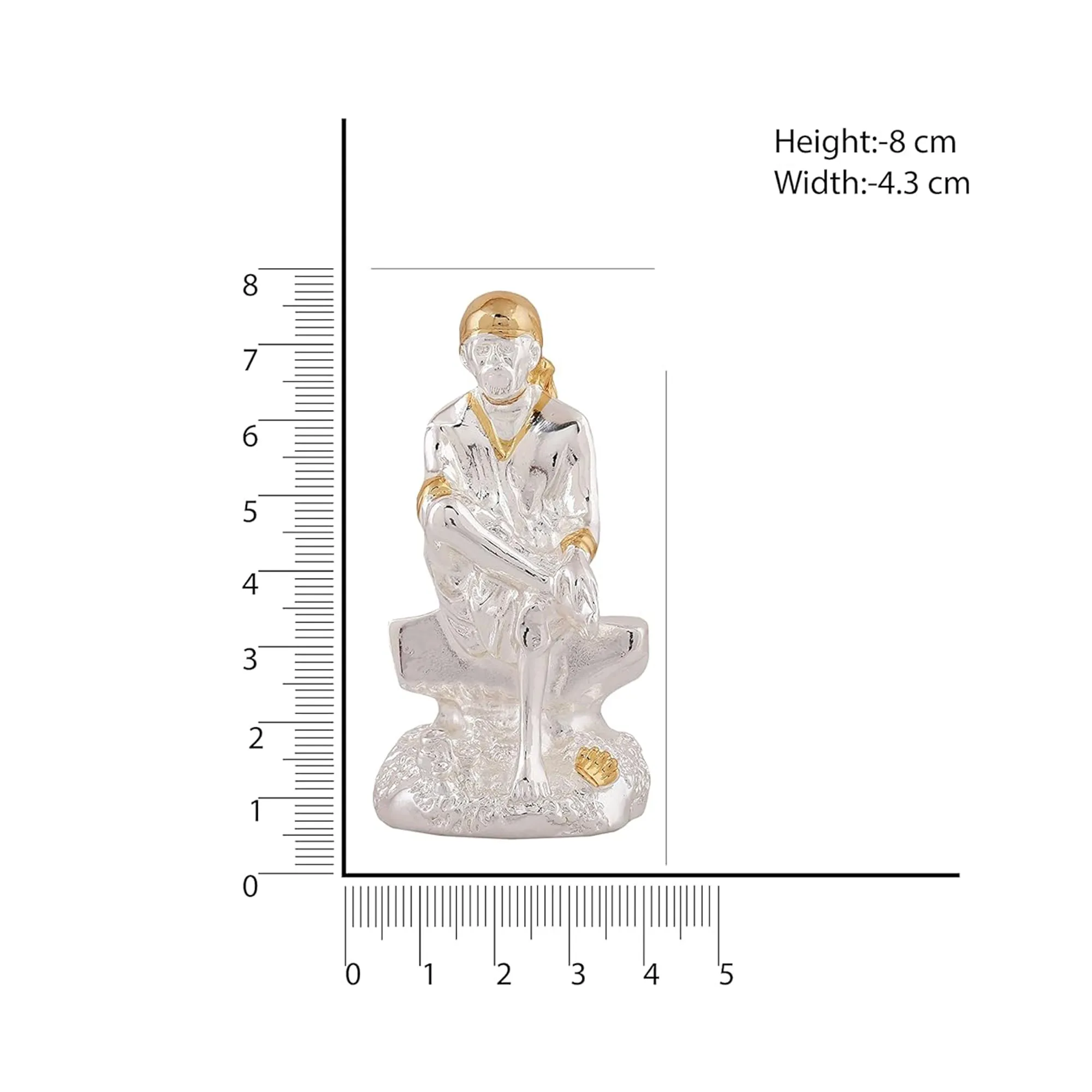 Estele Gold & Rhodium Plated Divine Shirdi Sai Baba Idol for Pooja/Gifts/Car decor.