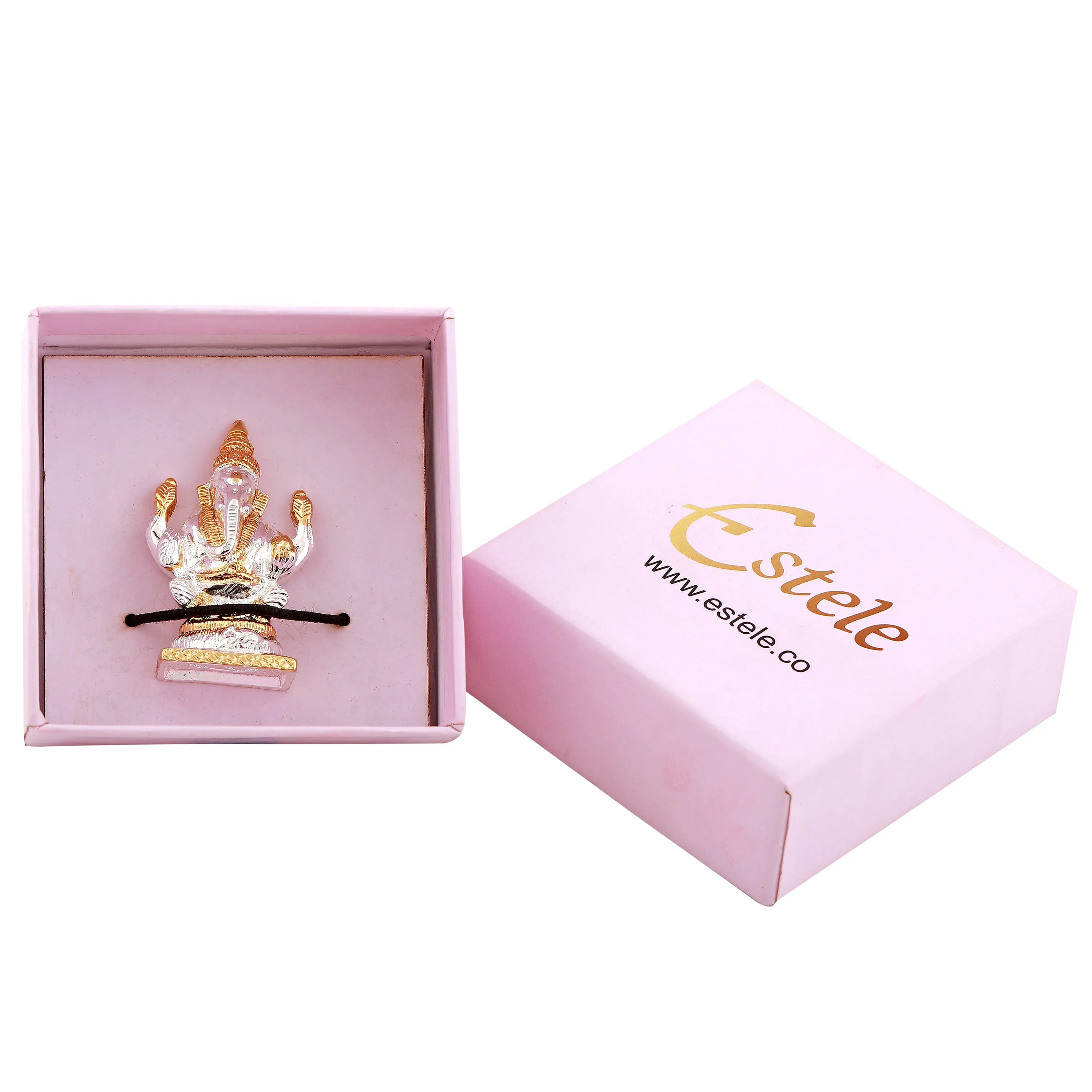 Estele Gold & Rhodium Plated Spiritual Lord Bal Ganesh Idol for Gifts & House Warming/Home/Office Decors.