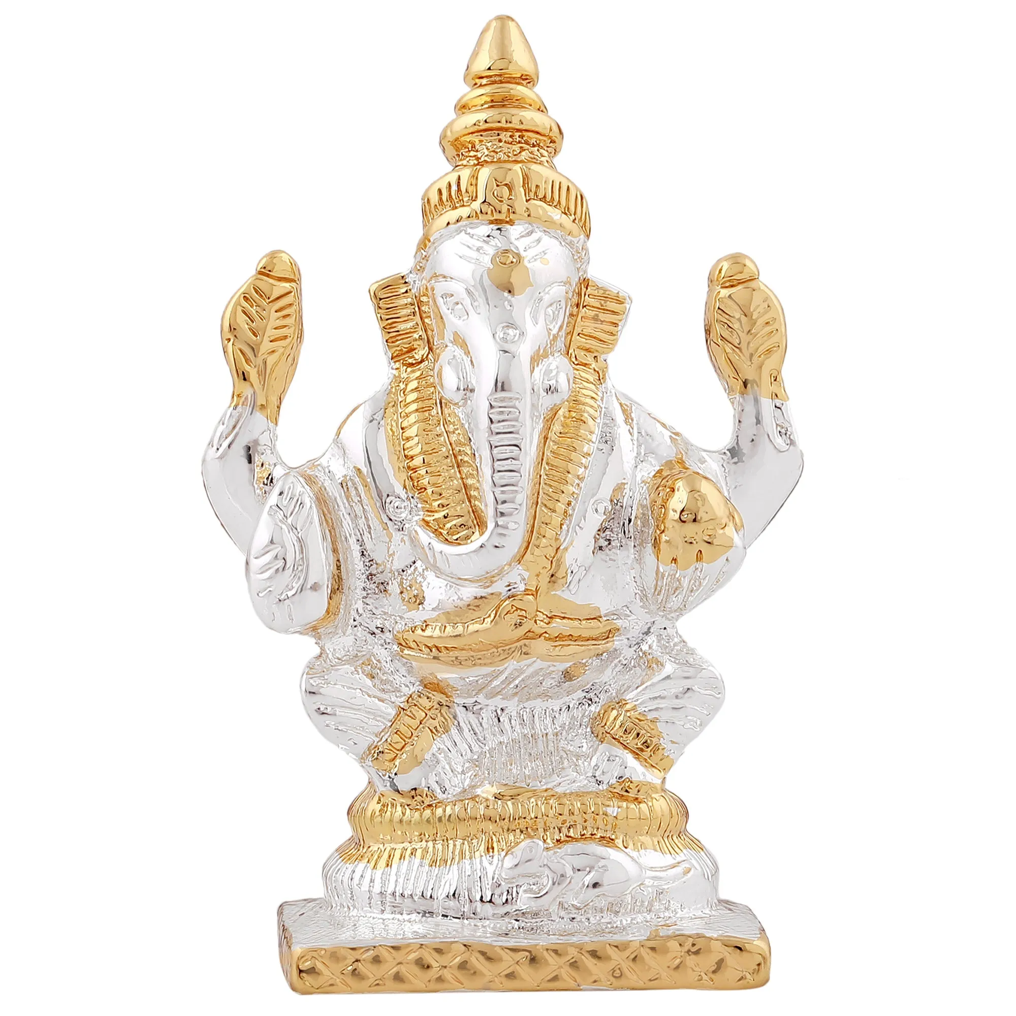 Estele Gold & Rhodium Plated Spiritual Lord Bal Ganesh Idol for Gifts & House Warming/Home/Office Decors.