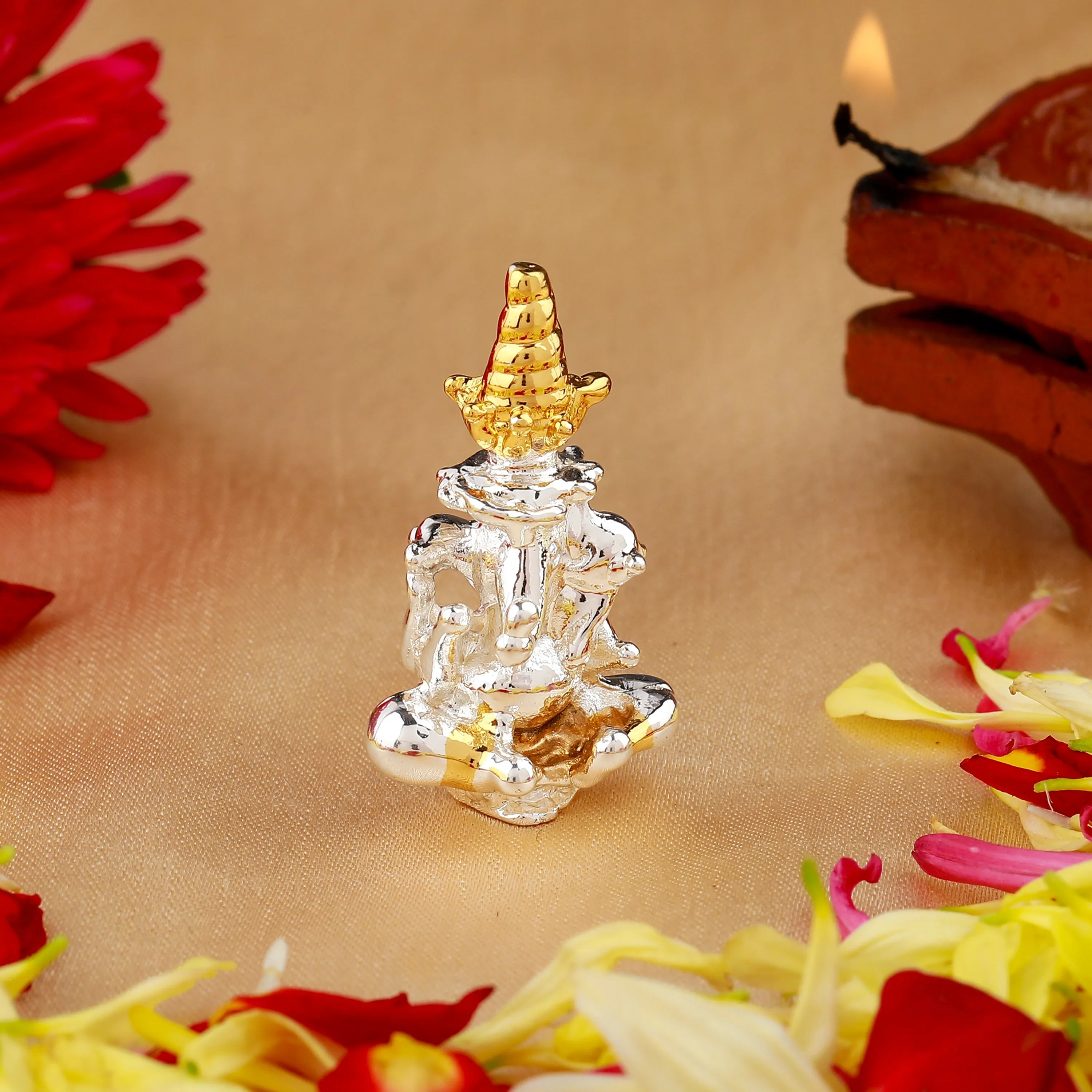 Estele Gold & Rhodium Plated Spiritual Lord Ganesh Idol for Gifts & House Warming/Home/Office Decors.