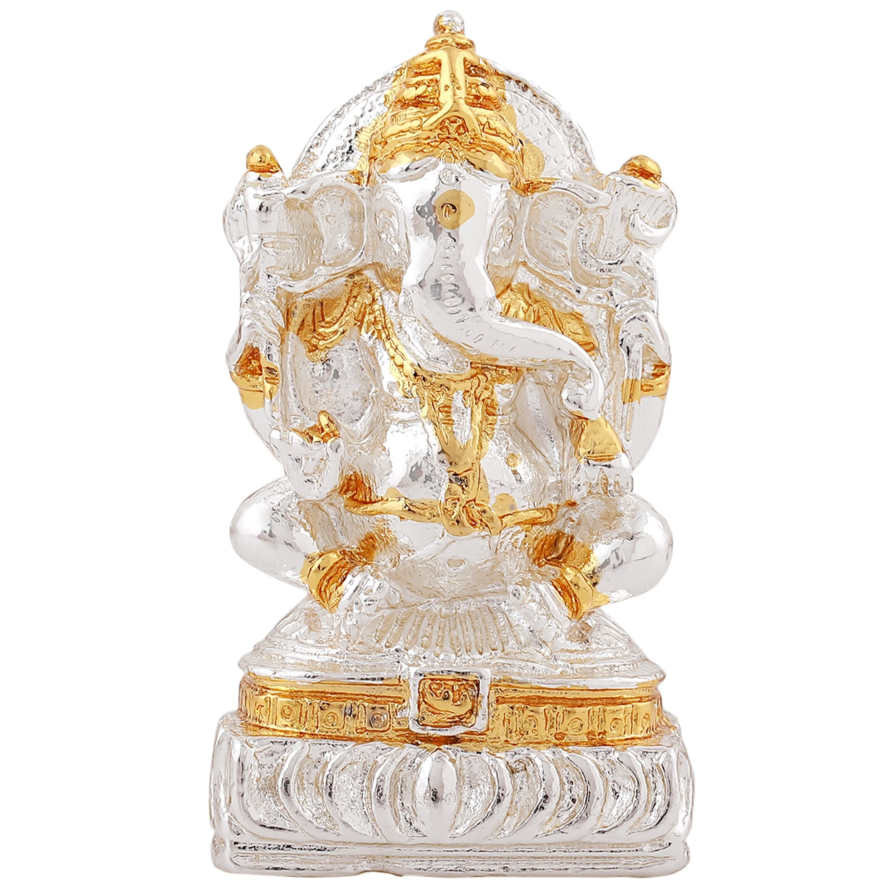 Estele Gold & Rhodium Plated Spiritual Lord Ganesh Idol for Gifts & House Warming/Home/Office Decors.