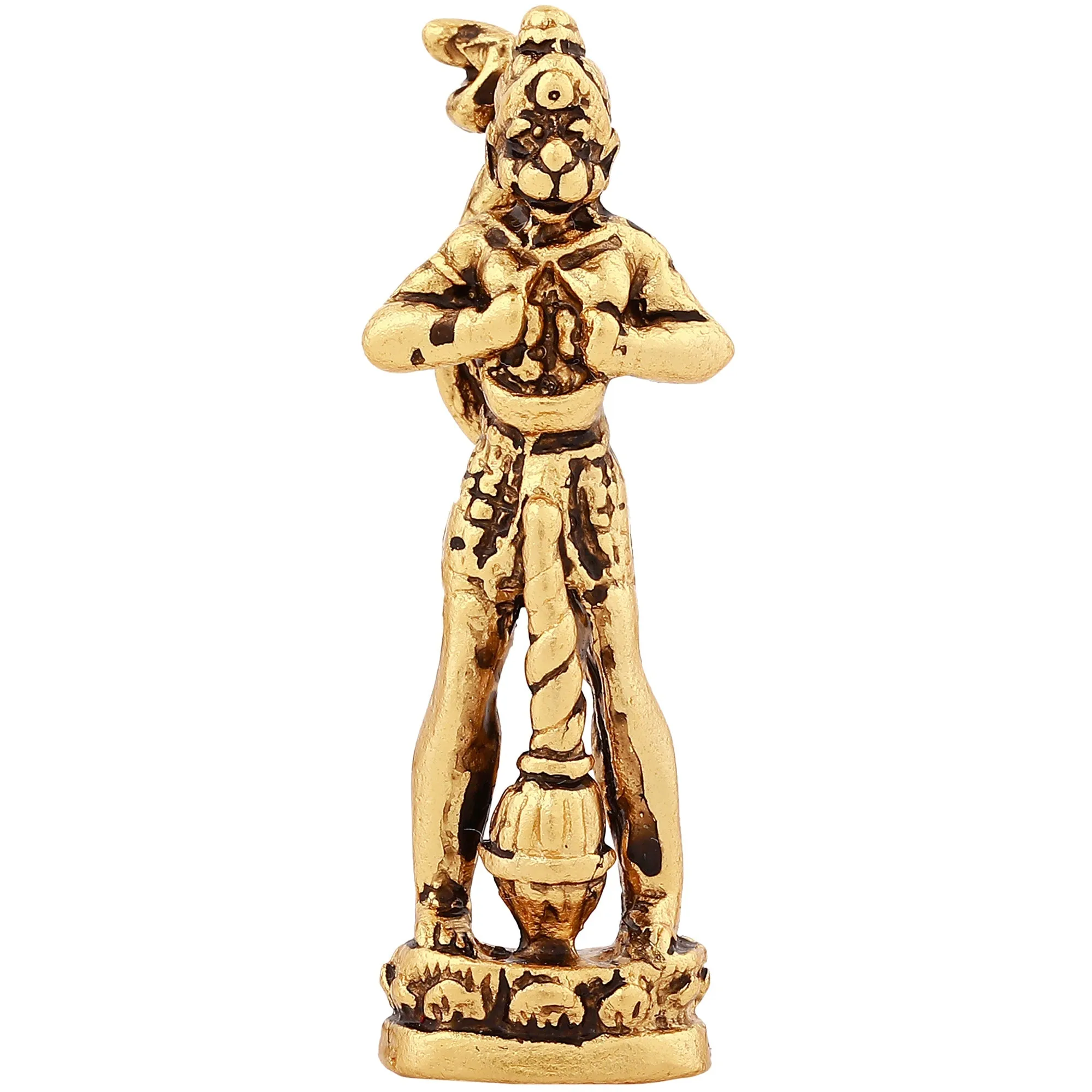 Estele Gold Plated Antique Hanuman ji showing Lord Rama in his Heart in standing position Idol for Home/Car Decor.