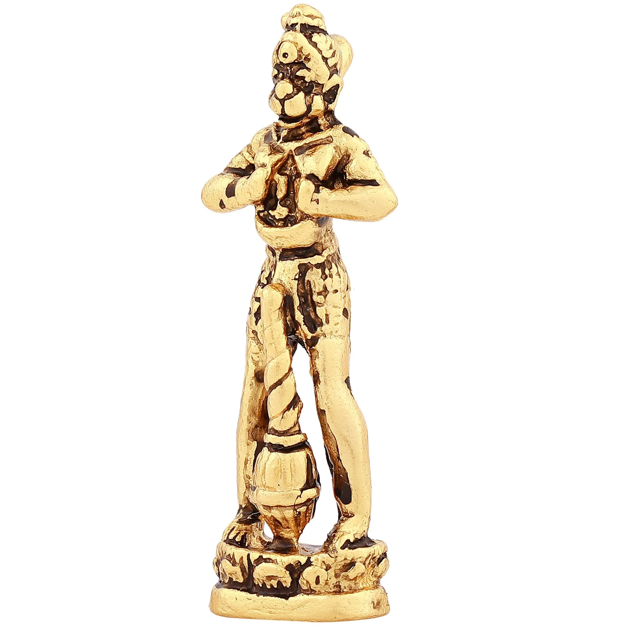 Estele Gold Plated Antique Hanuman ji showing Lord Rama in his Heart in standing position Idol for Home/Car Decor.