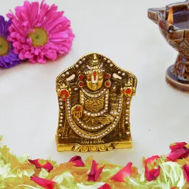 Estele Gold Plated Antique Lord Tirupati Balaji Idol Showpiece for Pooja Mandir/ Home Decorative