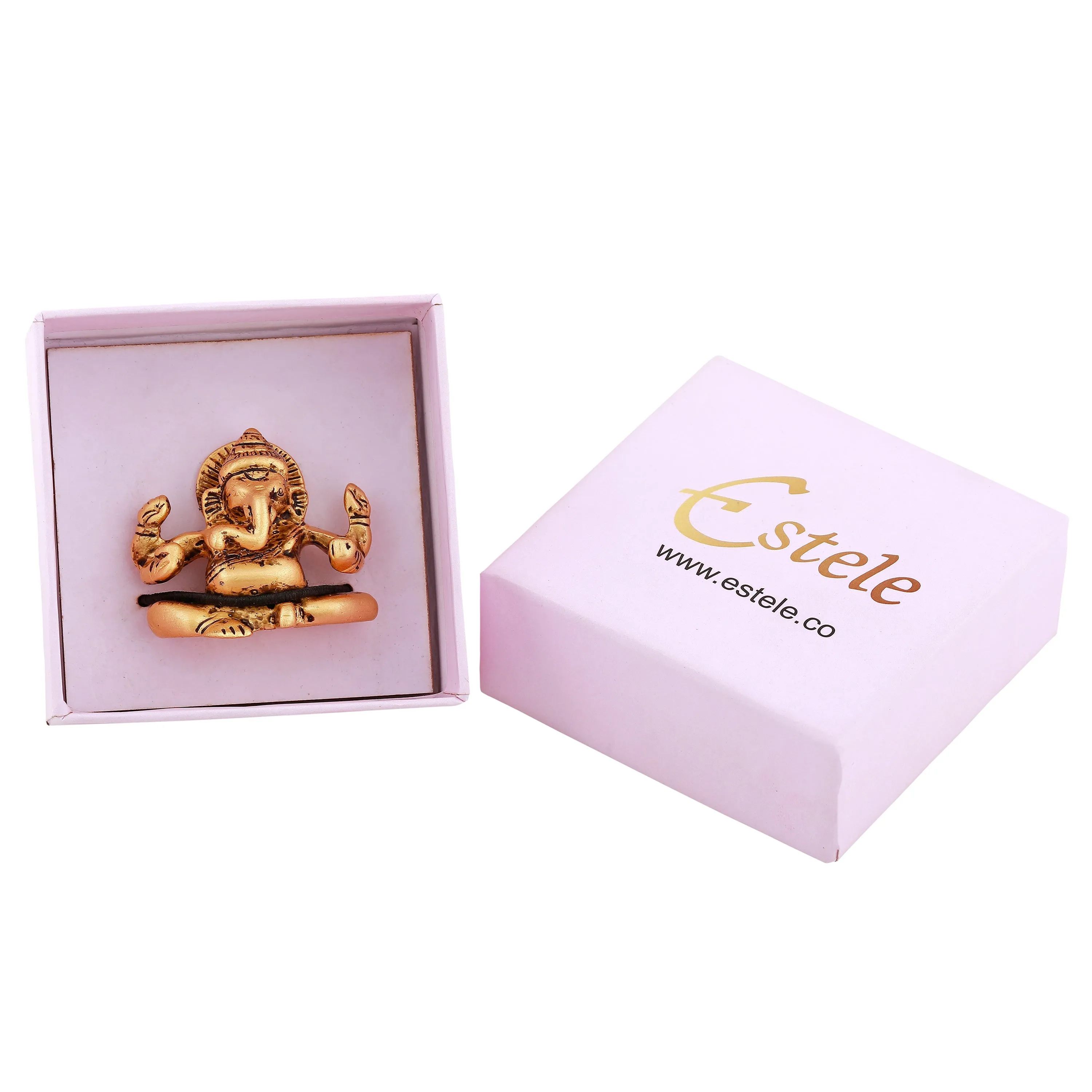 Estele Gold Plated Antique Spiritual Lord Ganesh Idol for Gifts & House Warming/Home/Office Decors.