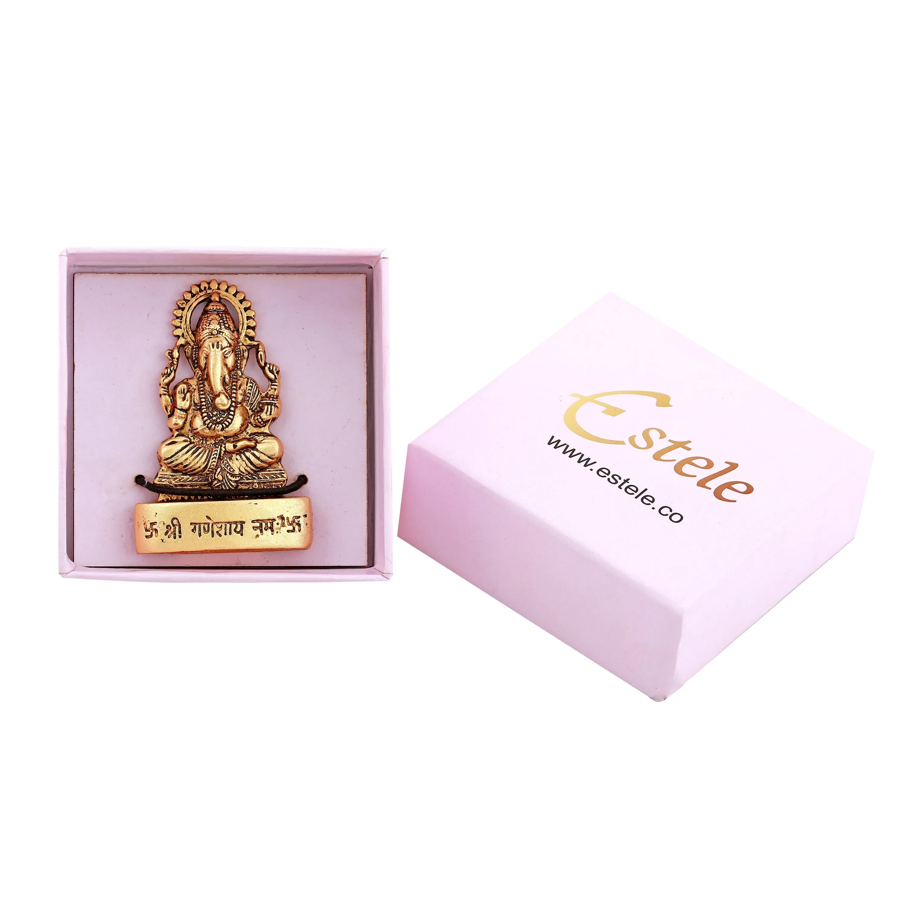 Estele Gold Plated Antique Spiritual Lord Ganesh Idol for Gifts & House Warming/Home/Office Decors.