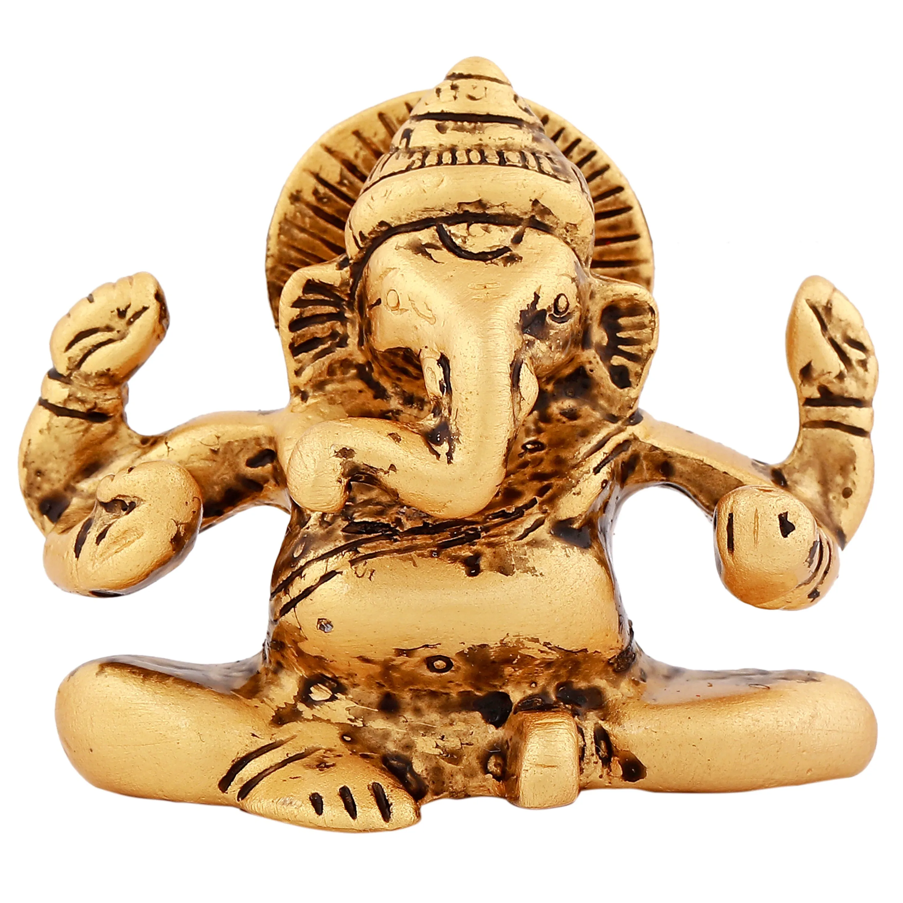 Estele Gold Plated Antique Spiritual Lord Ganesh Idol for Gifts & House Warming/Home/Office Decors.