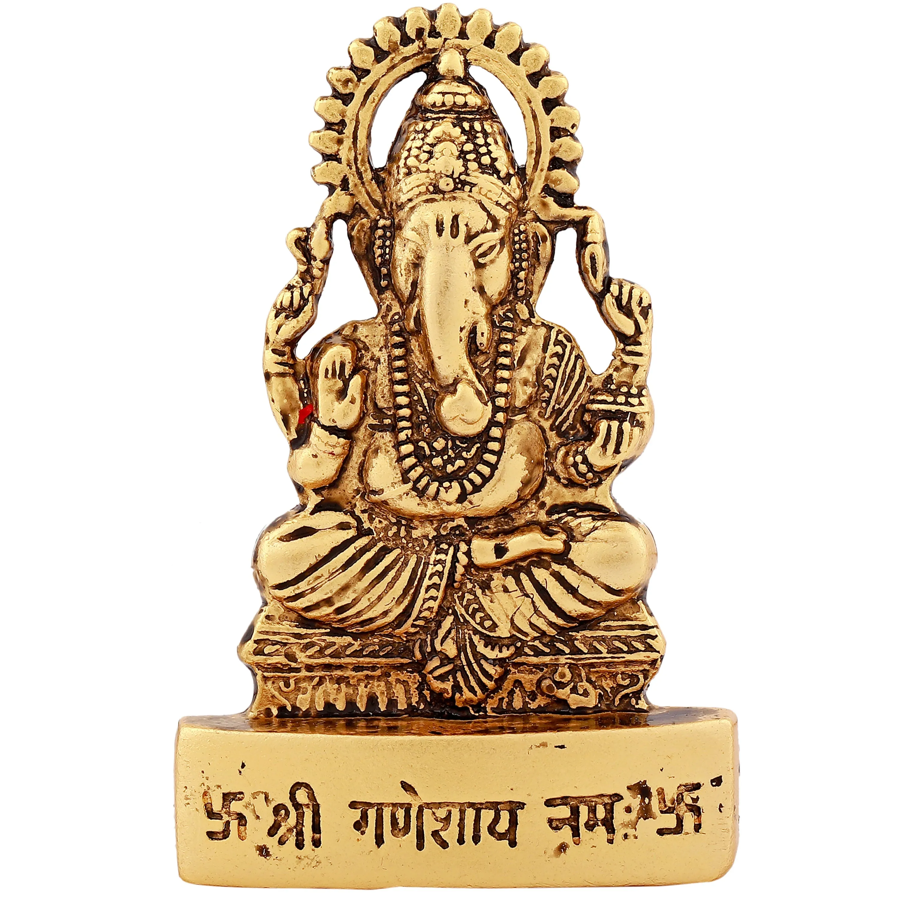 Estele Gold Plated Antique Spiritual Lord Ganesh Idol for Gifts & House Warming/Home/Office Decors.