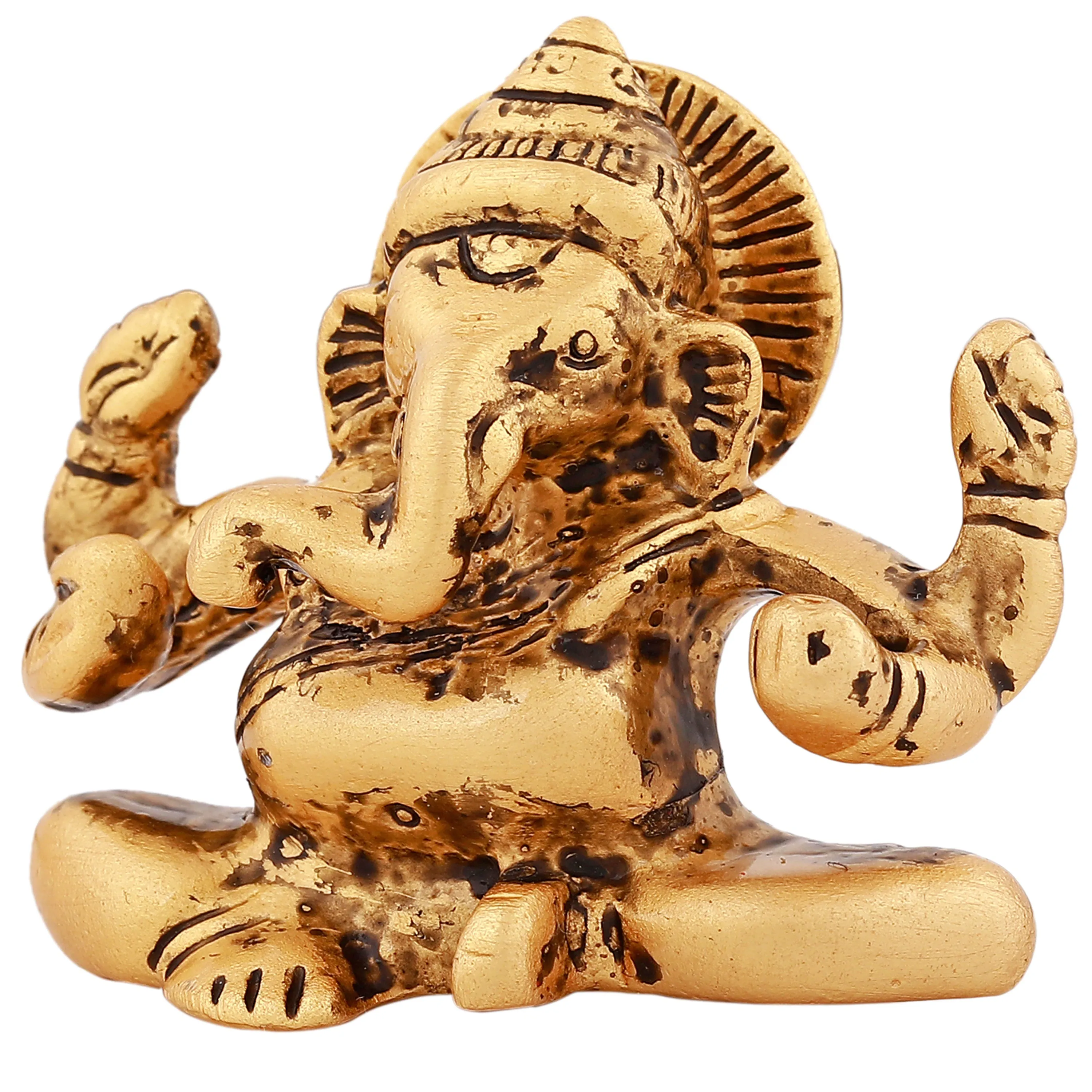 Estele Gold Plated Antique Spiritual Lord Ganesh Idol for Gifts & House Warming/Home/Office Decors.