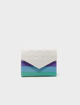 Fiona Cream Leather Wallet - Debossed All Over Eyes Pattern