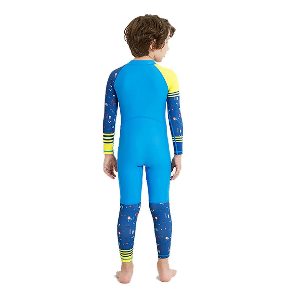 Full Sleeves Kids Swimwear Yellow & Blue Transport theme, UPF 50 