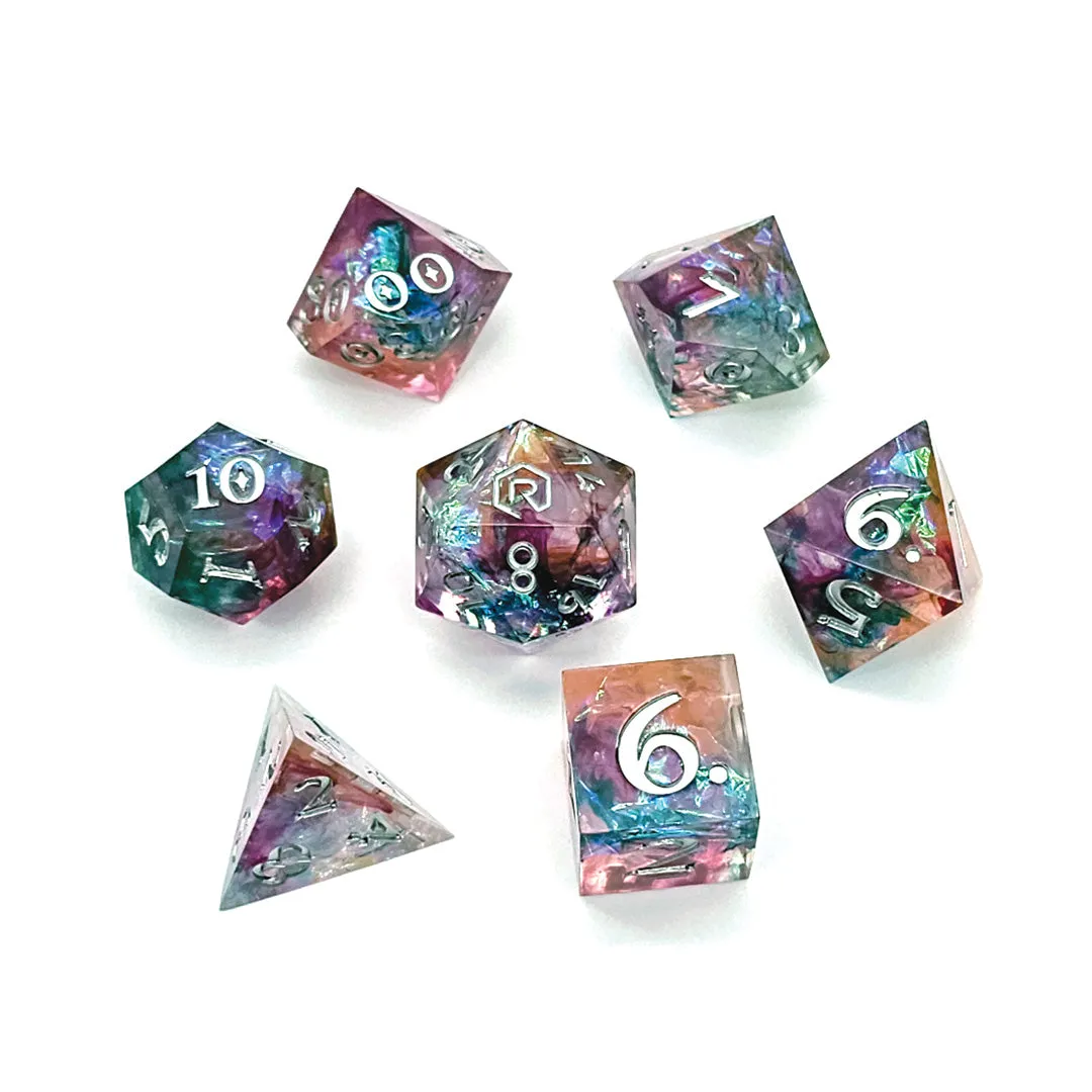 Galactic Day Custom Sharp Edge Resin 7pc Dice Set