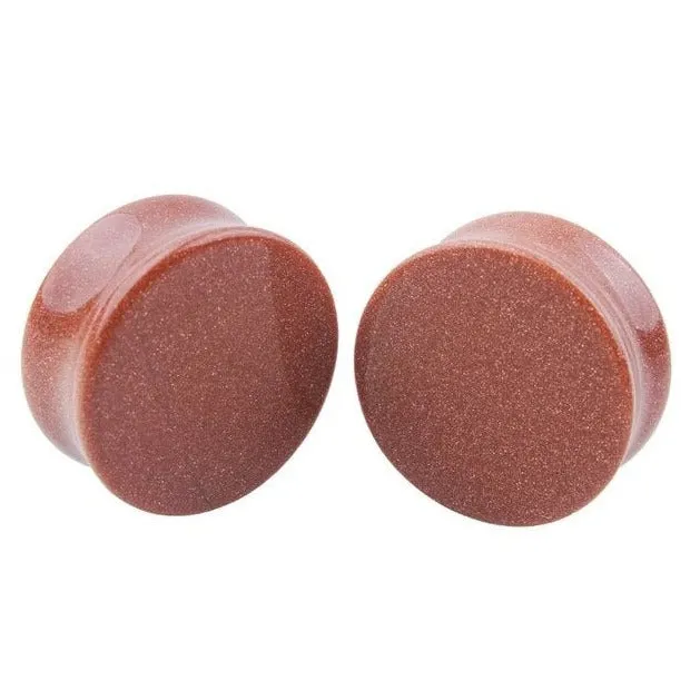 Gold Sand Stone Double Flare Plugs