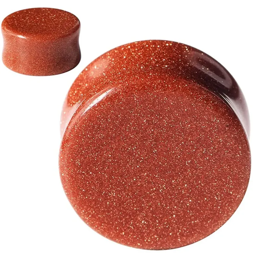 Gold Sand Stone Double Flare Plugs