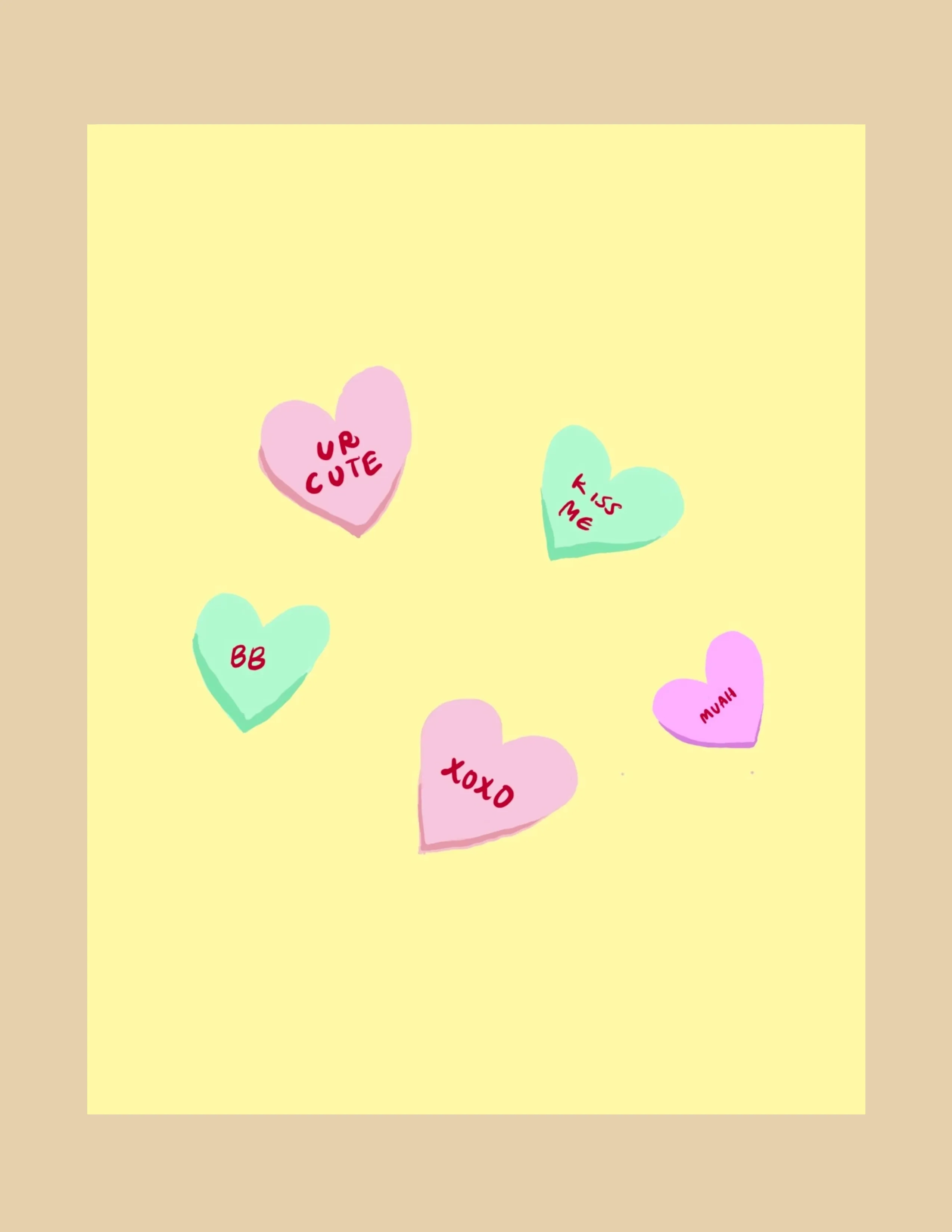 Greeting Card - Candy Hearts