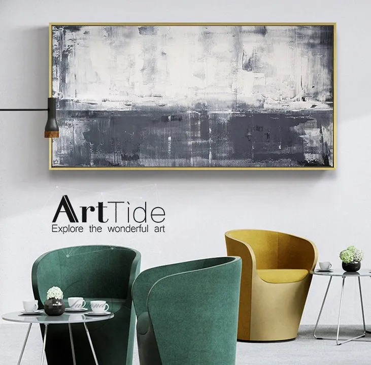 Grey White Abstract Painting Extra Large Horizon Art Ap032