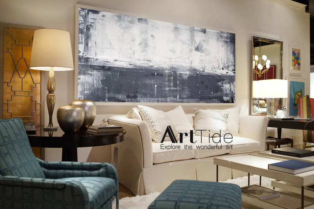 Grey White Abstract Painting Extra Large Horizon Art Ap032