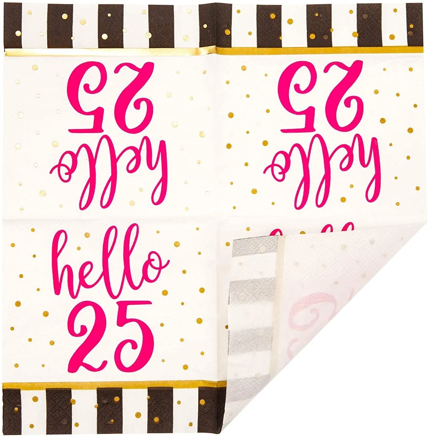 Hello 25 Party Paper Napkins (5 x 5 In, 50 Pack)