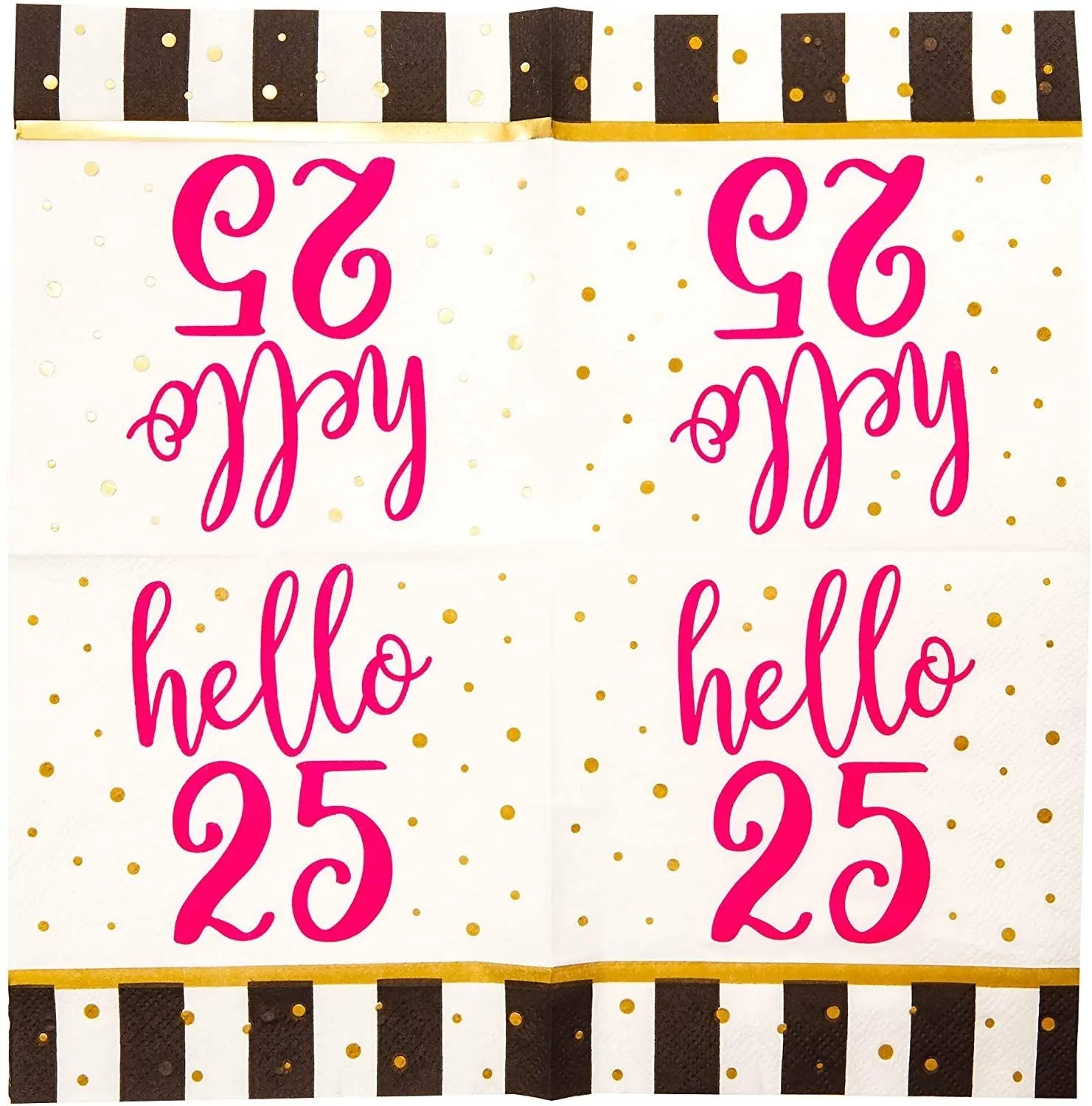 Hello 25 Party Paper Napkins (5 x 5 In, 50 Pack)