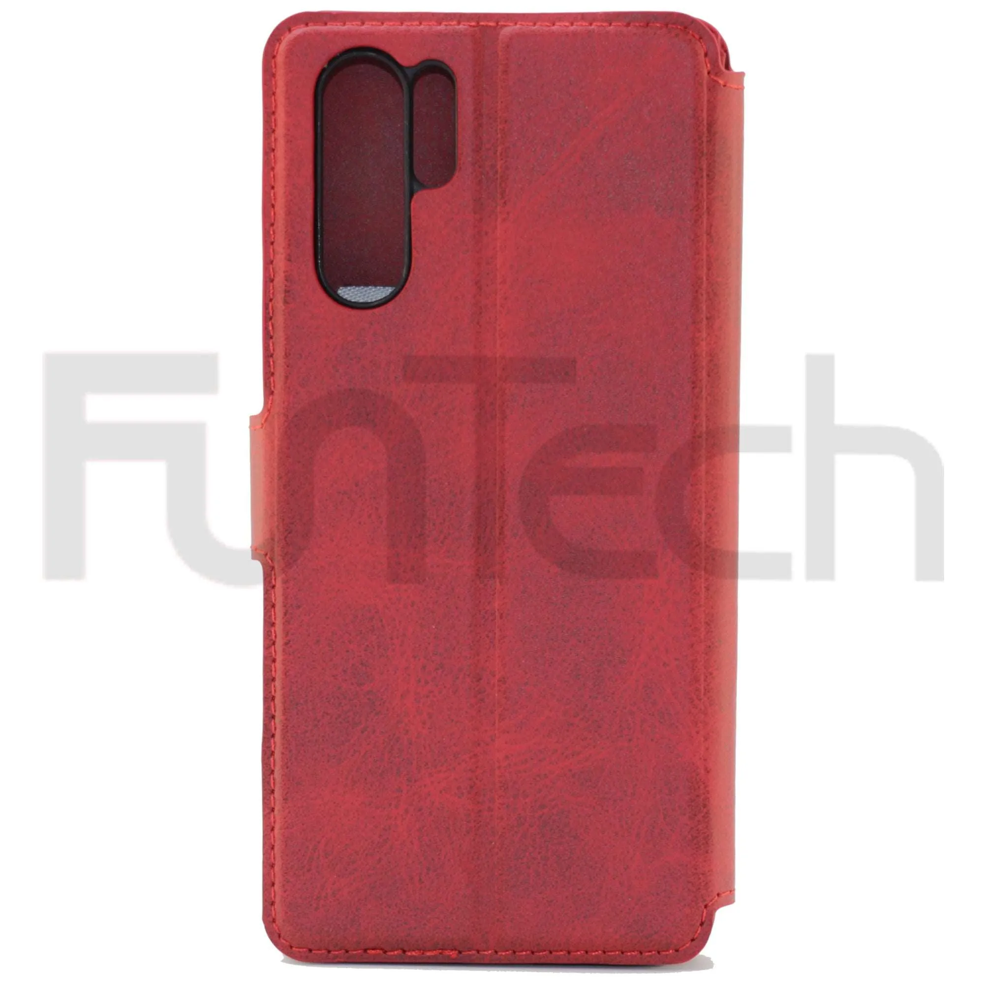 Huawei P30 Pro, Leather Wallet Case, Color Red,