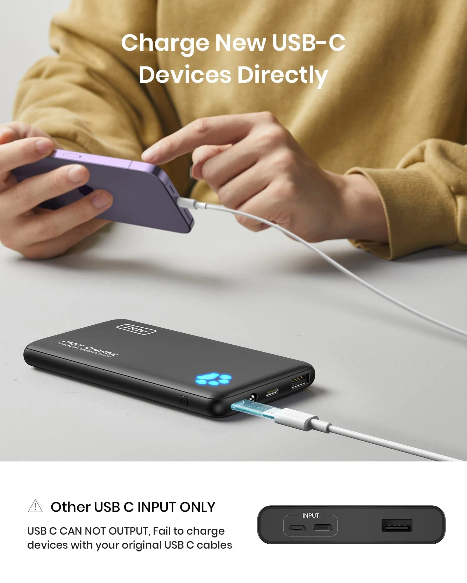 INIU B3 Power Bank, 20W PD3.0 Slimmest 10,000mAh