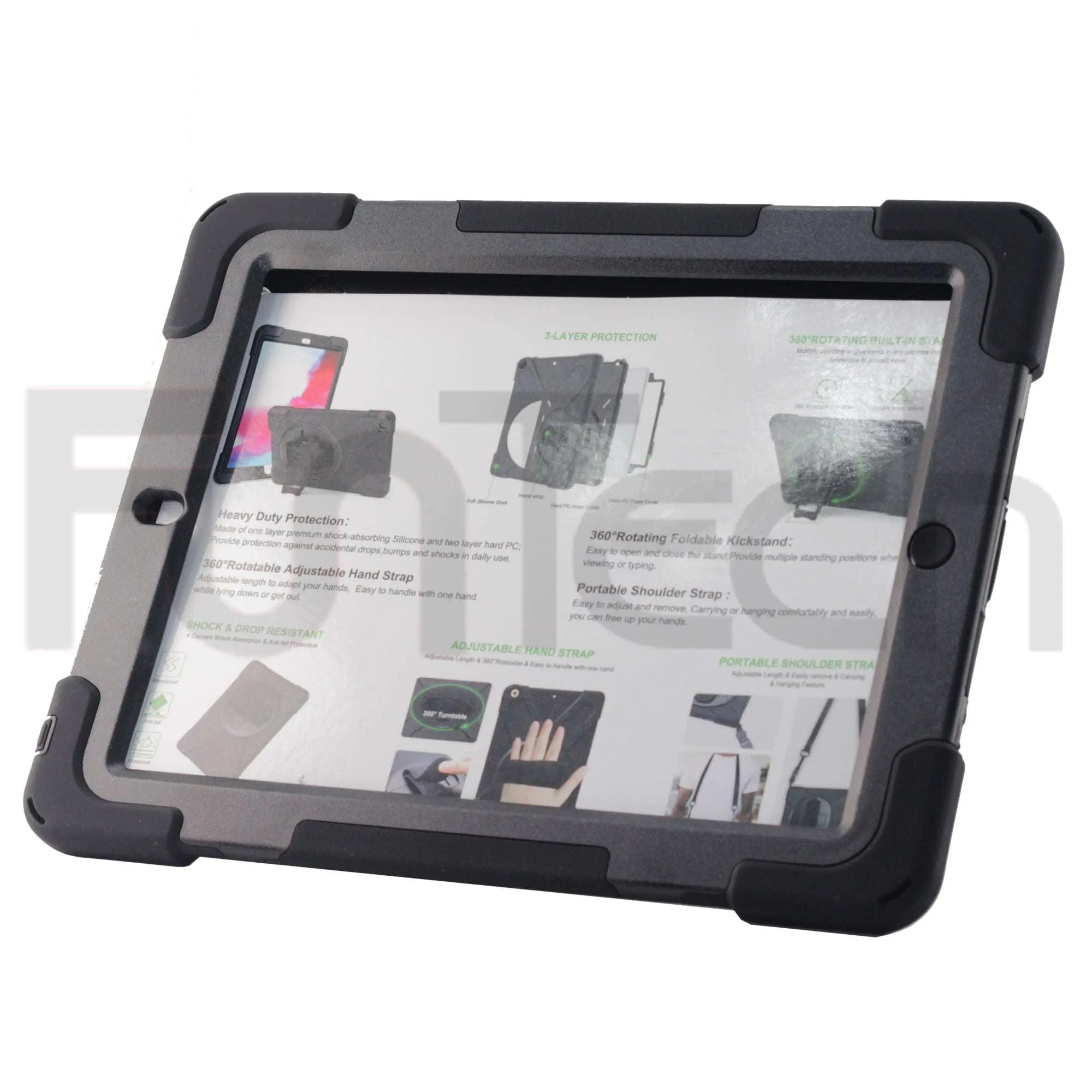 iPad 2/3/4, 360` Hard Shockproof Case, Color Black,