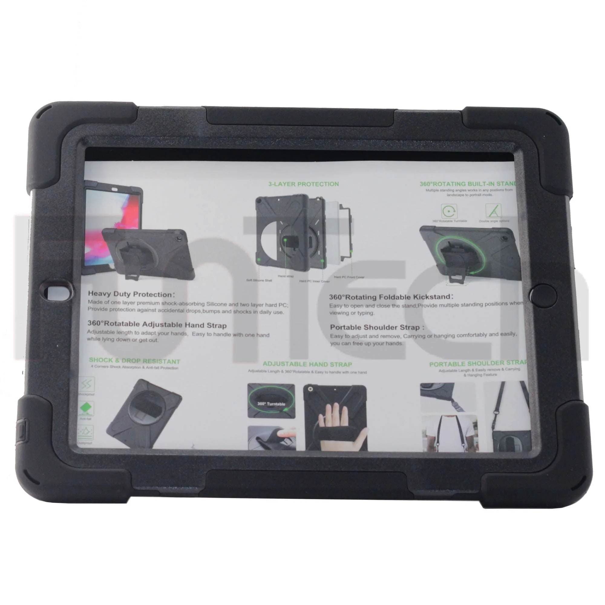 iPad 2/3/4, 360` Hard Shockproof Case, Color Black,