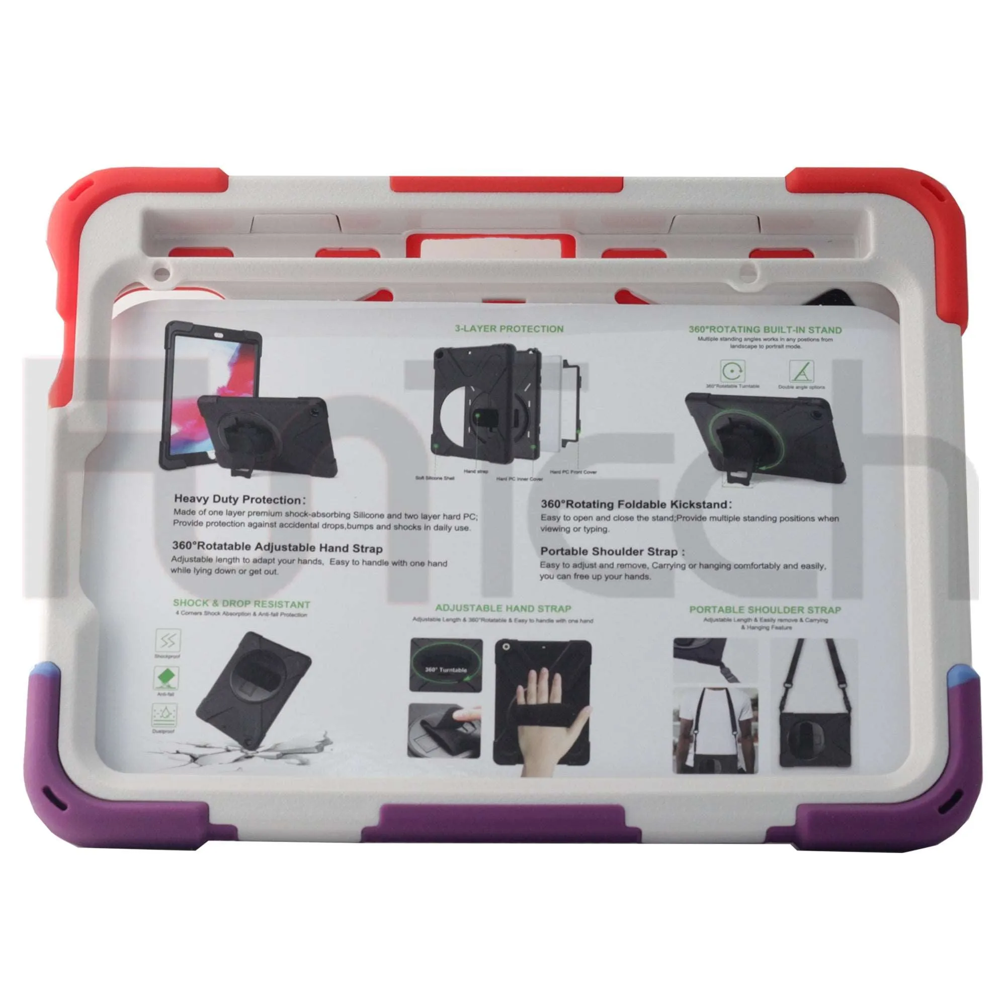 iPad Mini 6, Hard Shockproof iPad Case, Color Rainbow Purple.