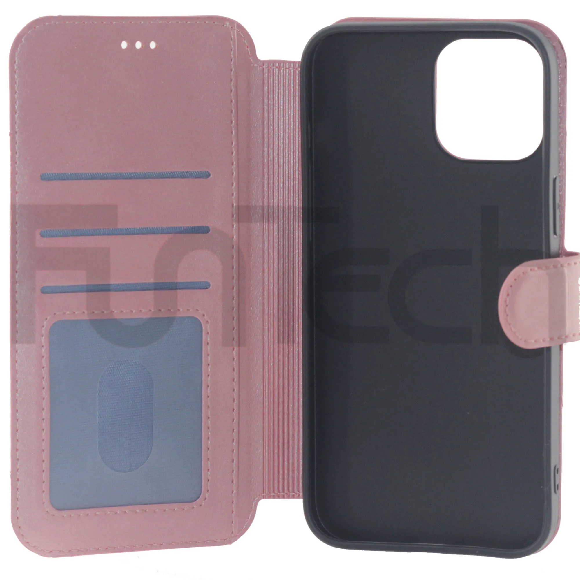 iPhone 13 Pro Case, Leather Wallet Case, Color Pink.