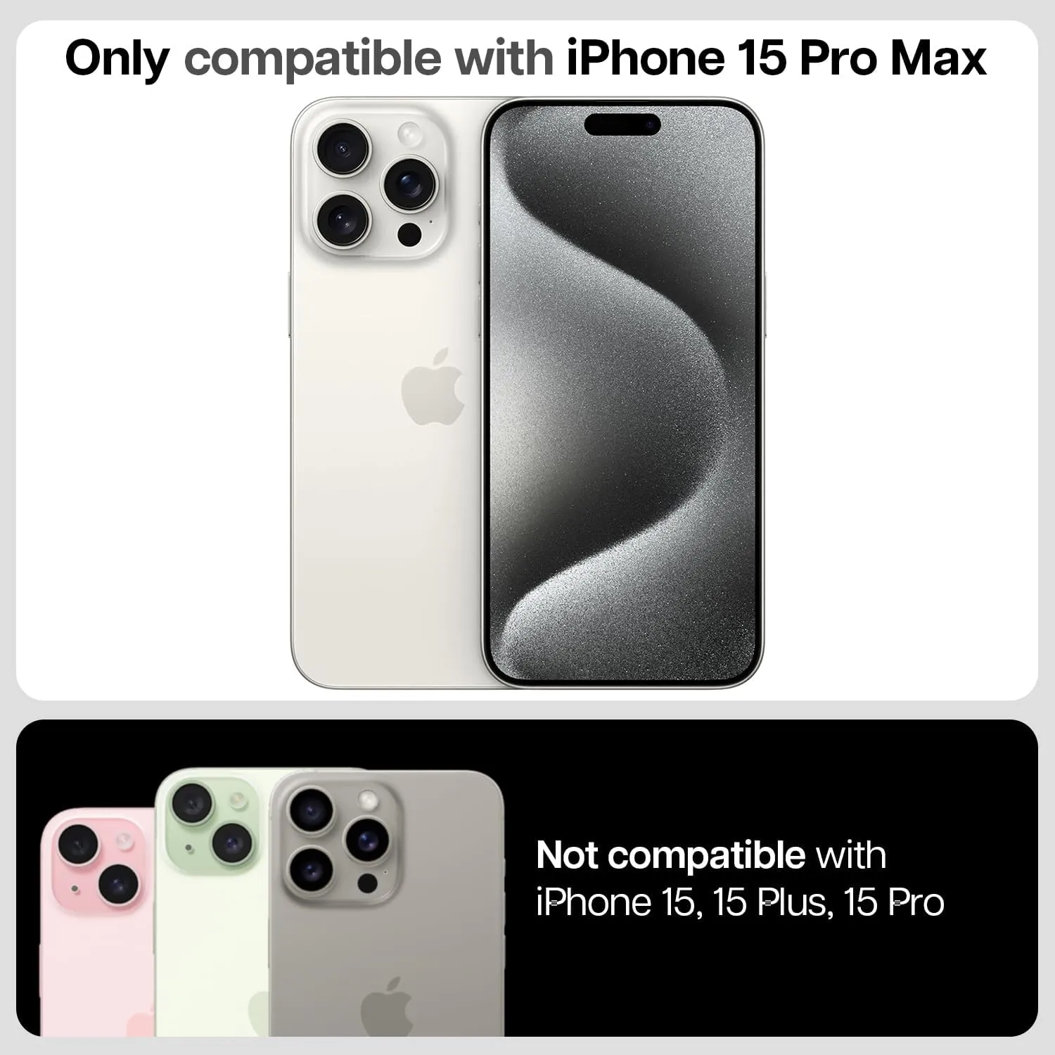 iPhone 15 Pro Max Easy DO Tempered Glass Screen Protector Guard | GT Series>[2 1] Matte Tempered Glass   Camera Lens Protector (Gray)