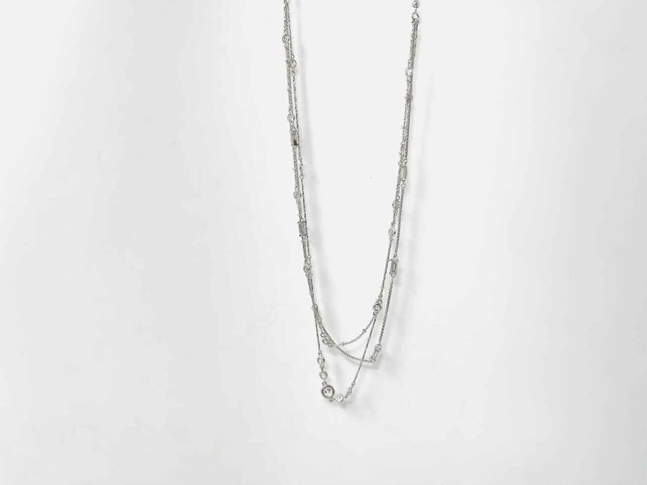 Kendra Scott Size Adj. Silver/Clear Multi Strand W/ BAG! Jewelry Necklace