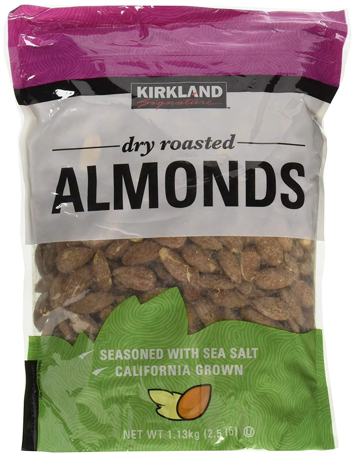 Kirkland Signature Dry Roasted Almonds Seasoned with Sea Salt, 2.5 lbs