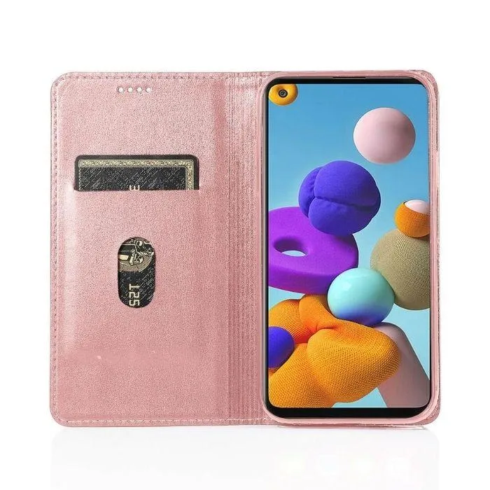 Luxury Galaxy A21S Wallet Case-Rose Gold