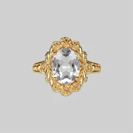 MARIA. Rose Wreath Clear Quartz Gold Cocktail Ring