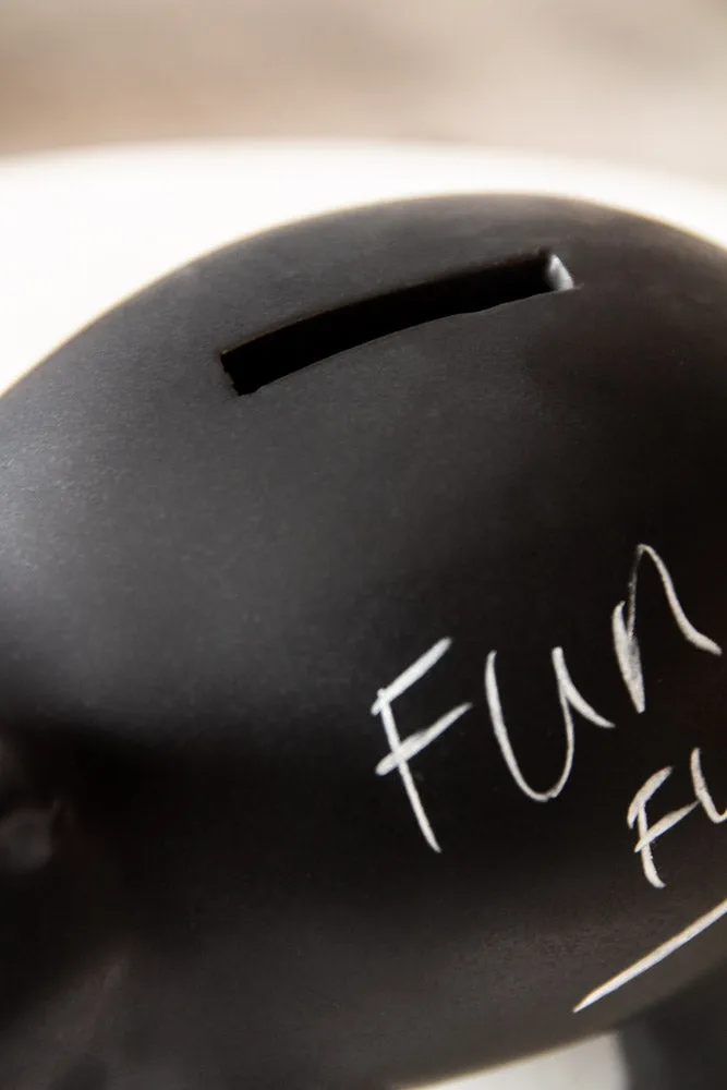 Matt Black Chalkboard Piggy Bank